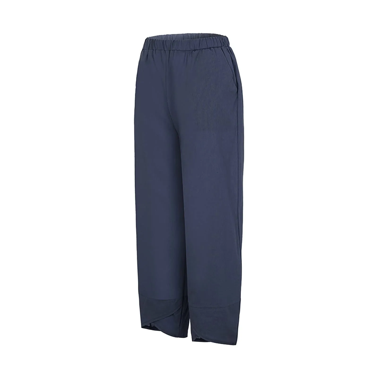 HEONSATI Pantaloni a Tre Quarti Donna in Cotone e Lino Estivi Casual Cropped a Gamba Larga con Coulisse Regolabile - immagine 2