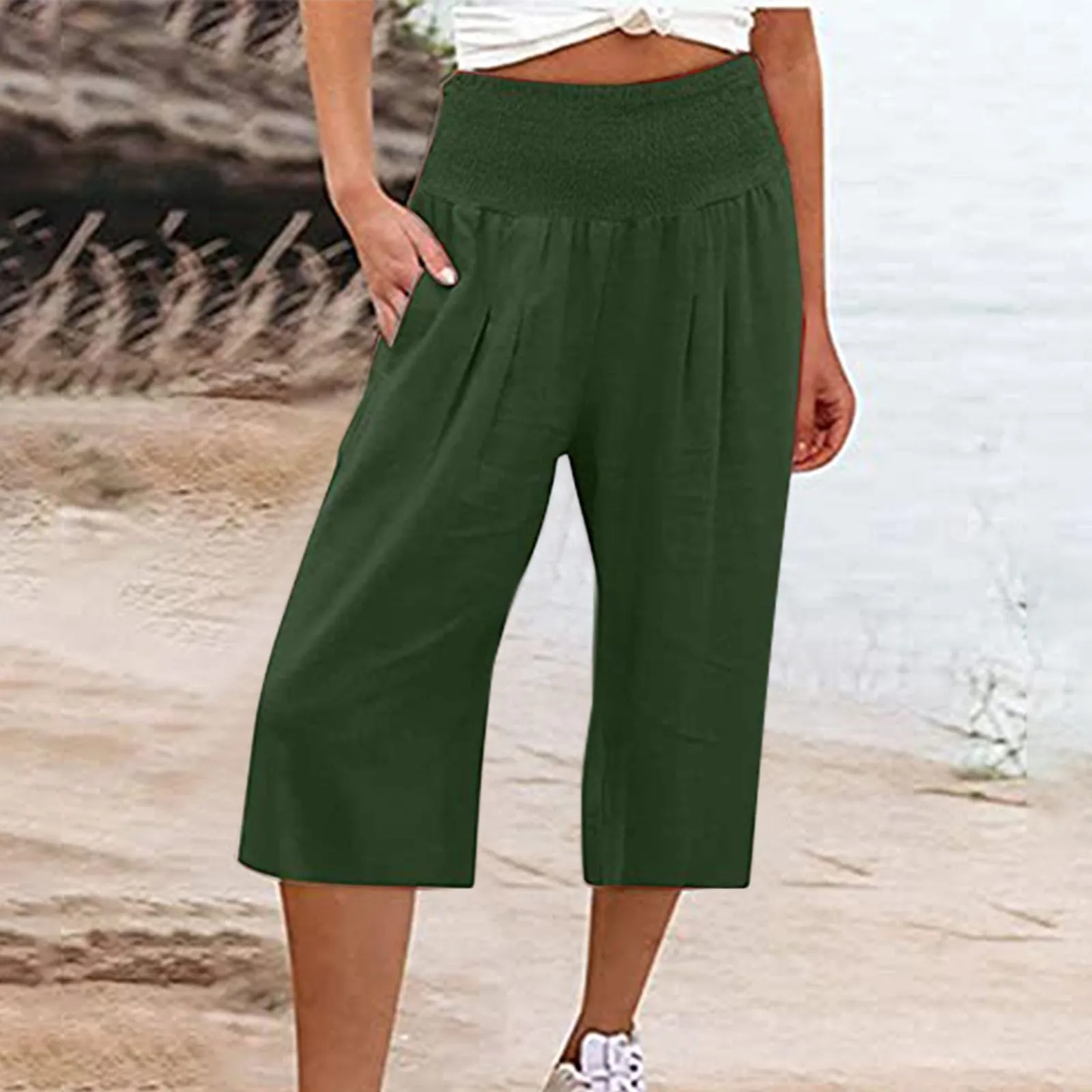 HEONSATI Pantaloncini Capri Donna Pinocchietti Estivi Casual Sportivi in Cotone 3/4 - immagine 2