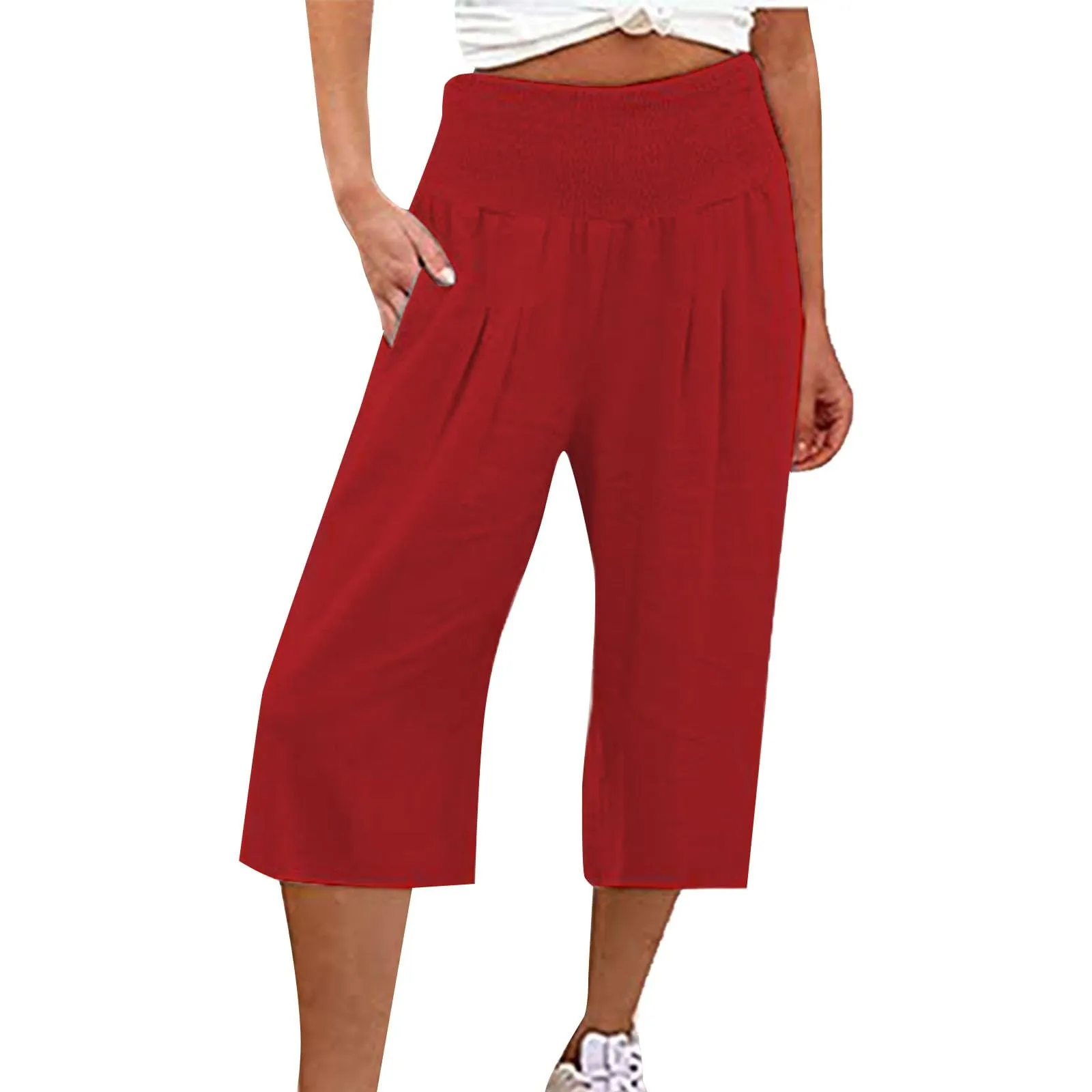 HEONSATI Pantaloncini Capri Donna Pinocchietti Estivi Casual in Cotone Elasticizzati - immagine 1