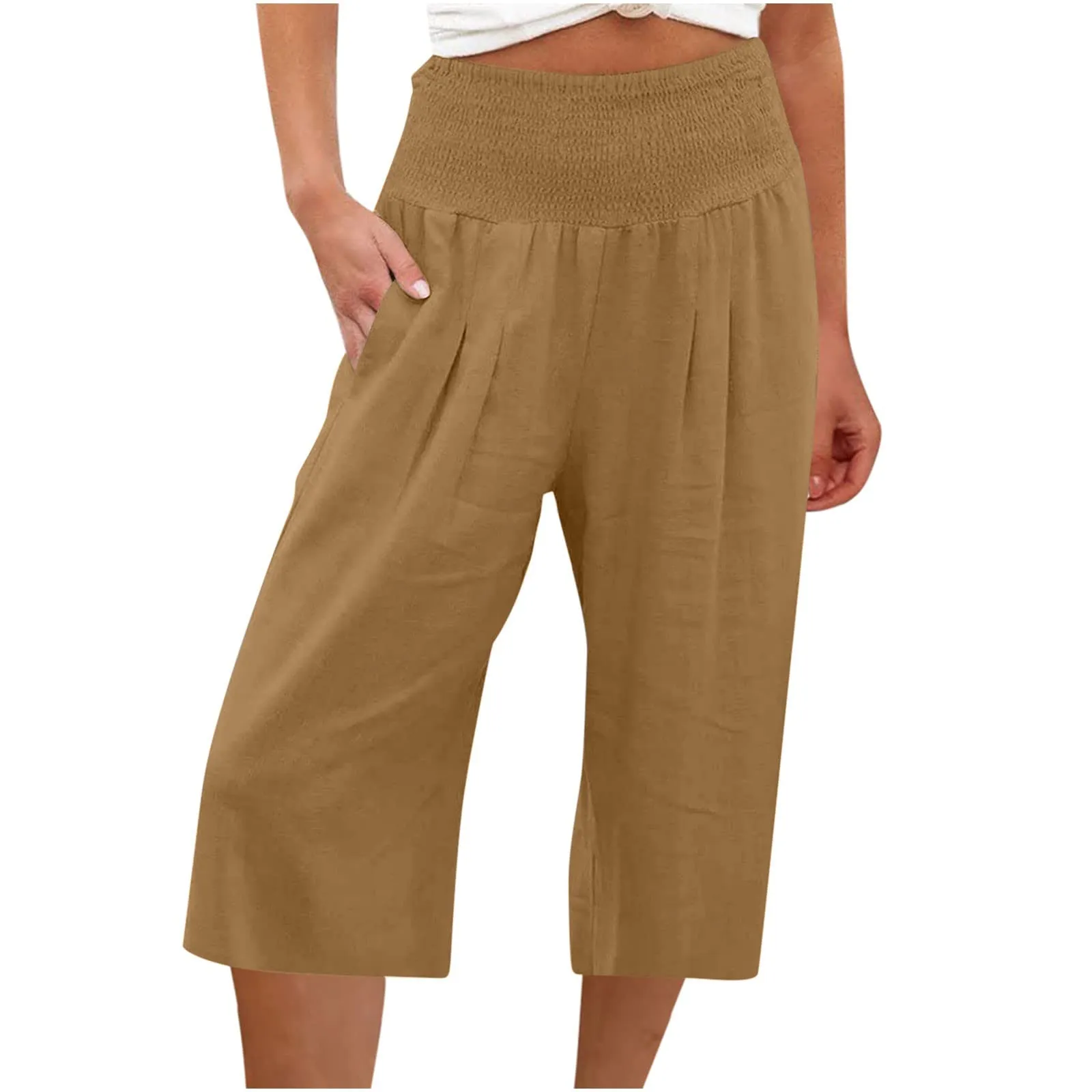 HEONSATI Pantaloncini Capri Donna Pinocchietti Estivi Casual Sportivi in Cotone 3/4 - immagine 1
