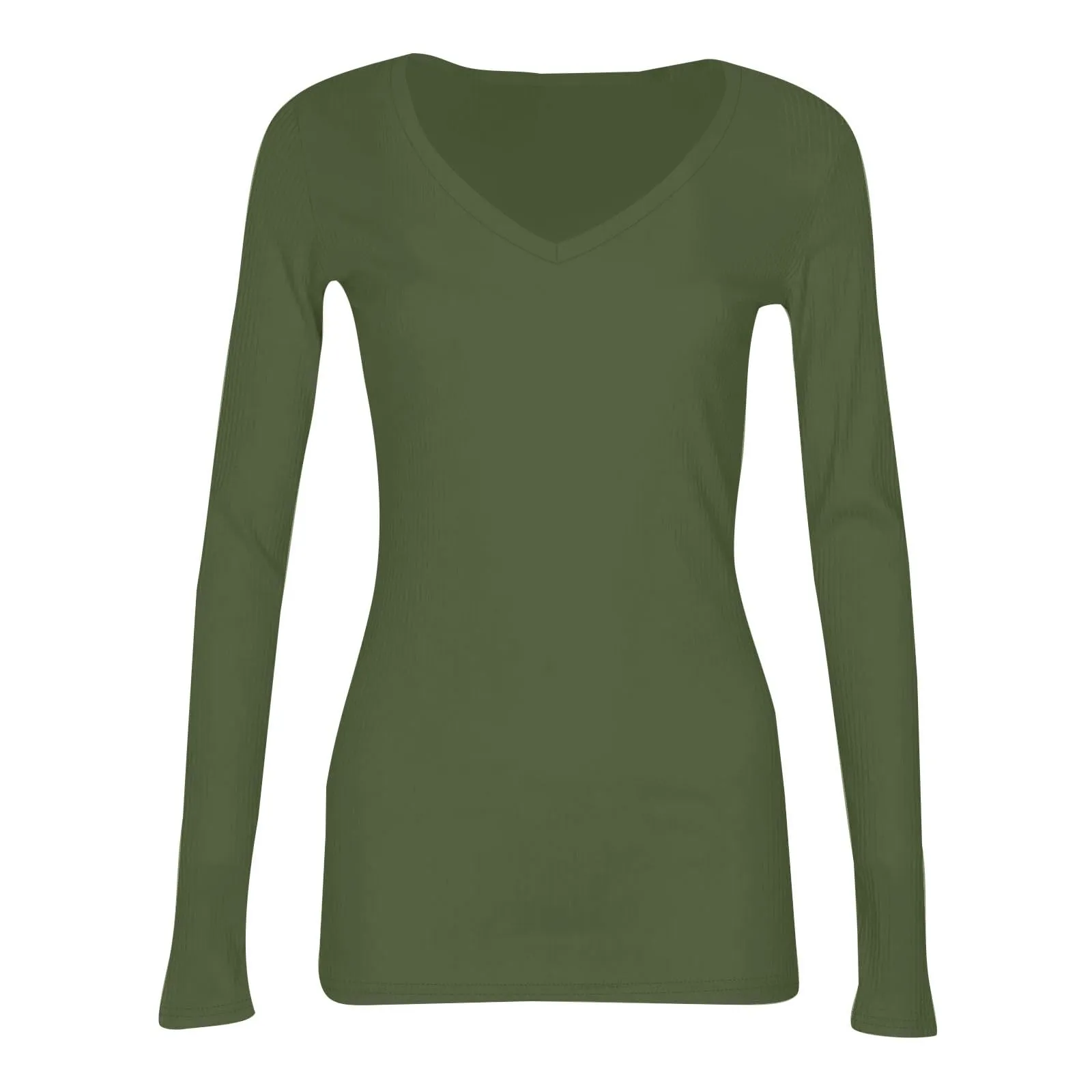 MOKBAY Maglietta Donna Manica Lunga Tinta Unita in Cotone Slim Fit XXL - immagine 6