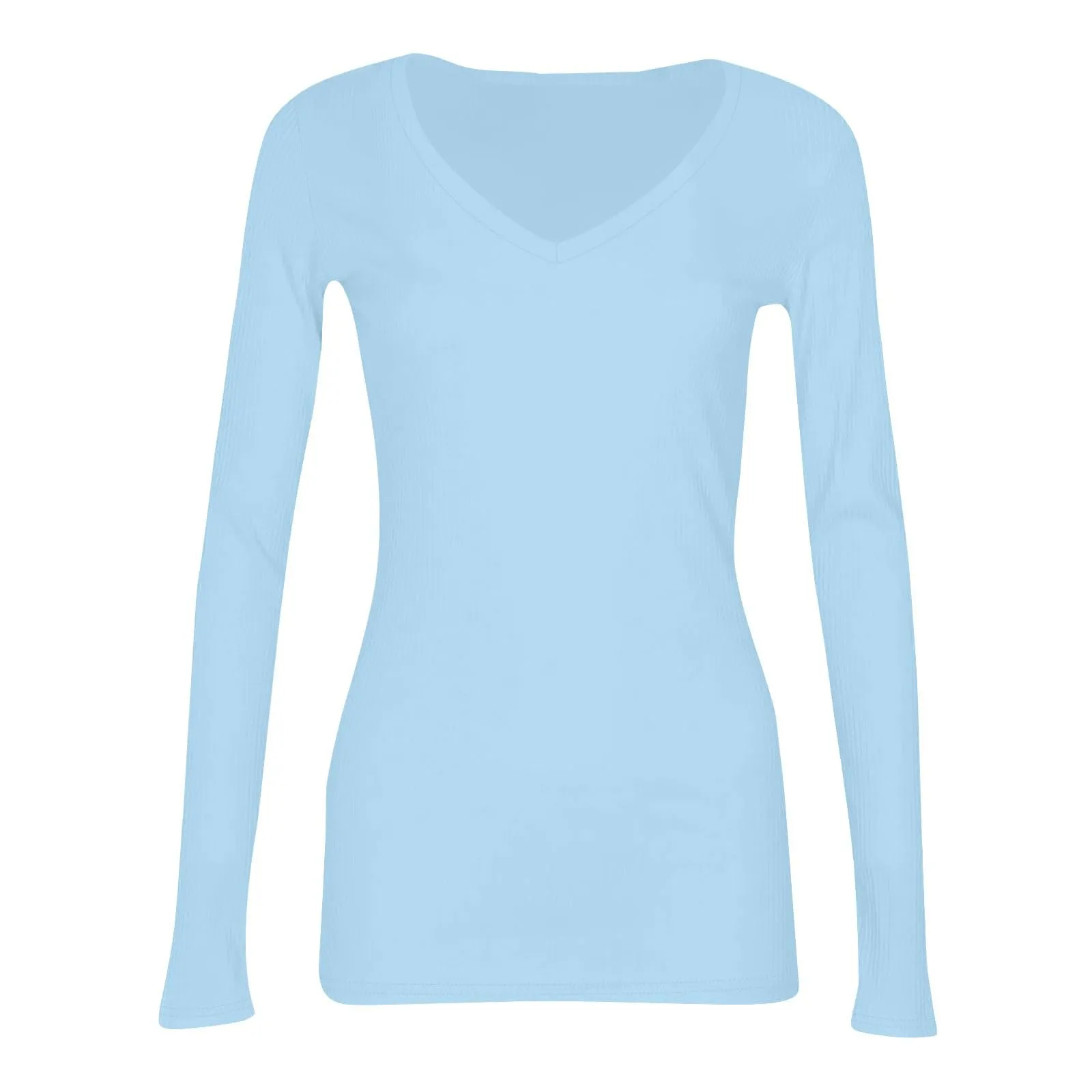 MOKBAY Maglia Donna Elegante Tinta Unita Manica Lunga Slim Fit Cotone L - immagine 6