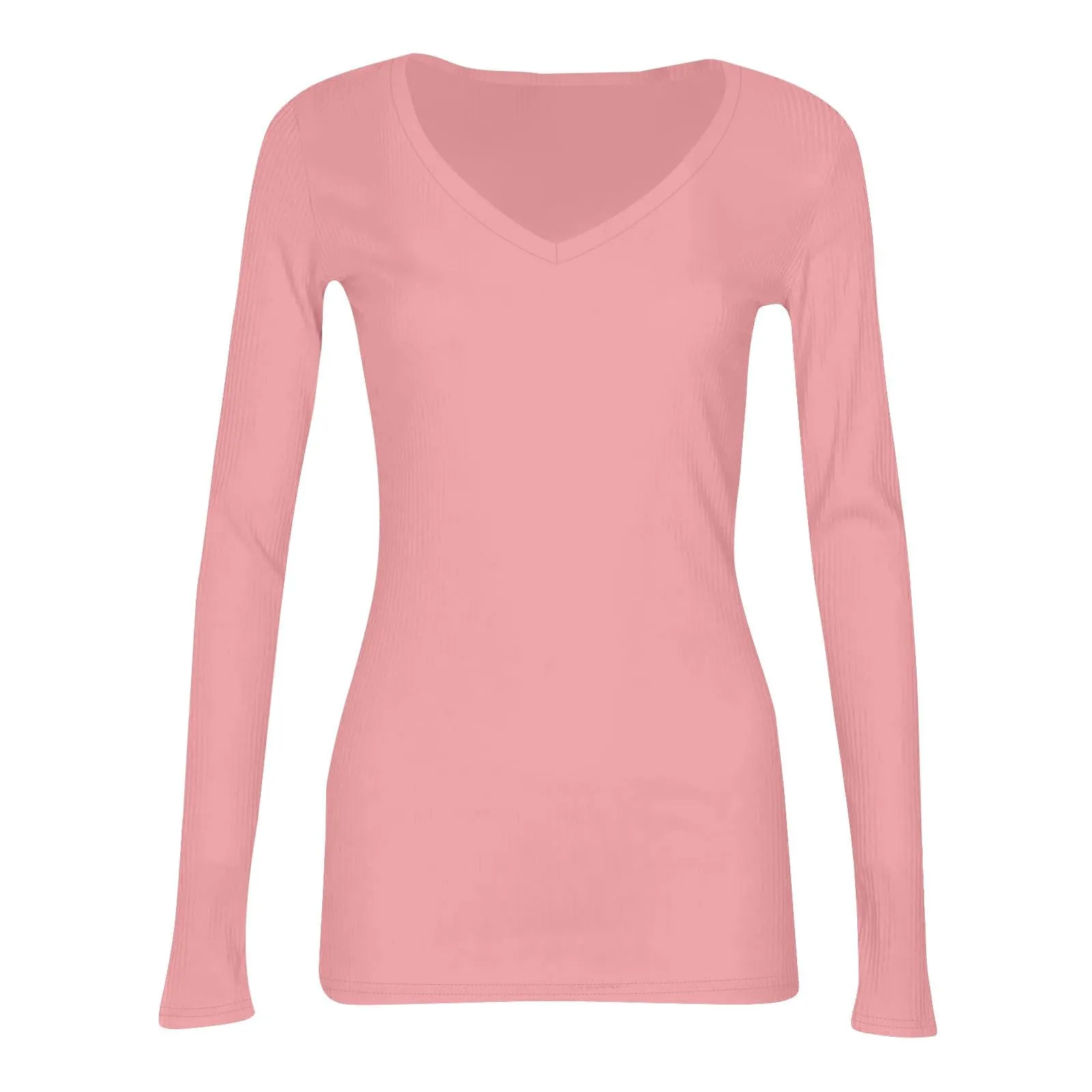 MOKBAY Maglia Donna Manica Lunga Slim Fit Cotone Tinta Unita 3XL - immagine 6