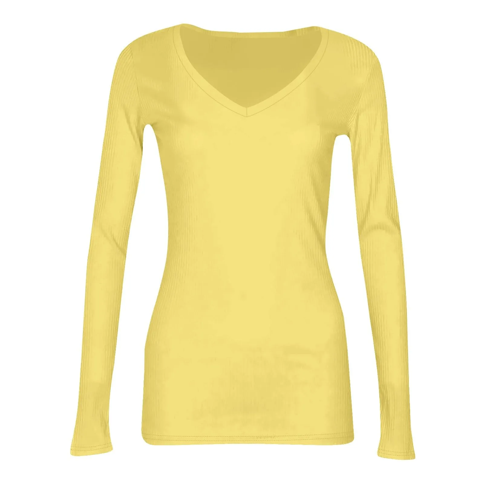 MOKBAY Magliette Basic Tinta Unita Slim Fit Manica Lunga Donna 3XL - immagine 6