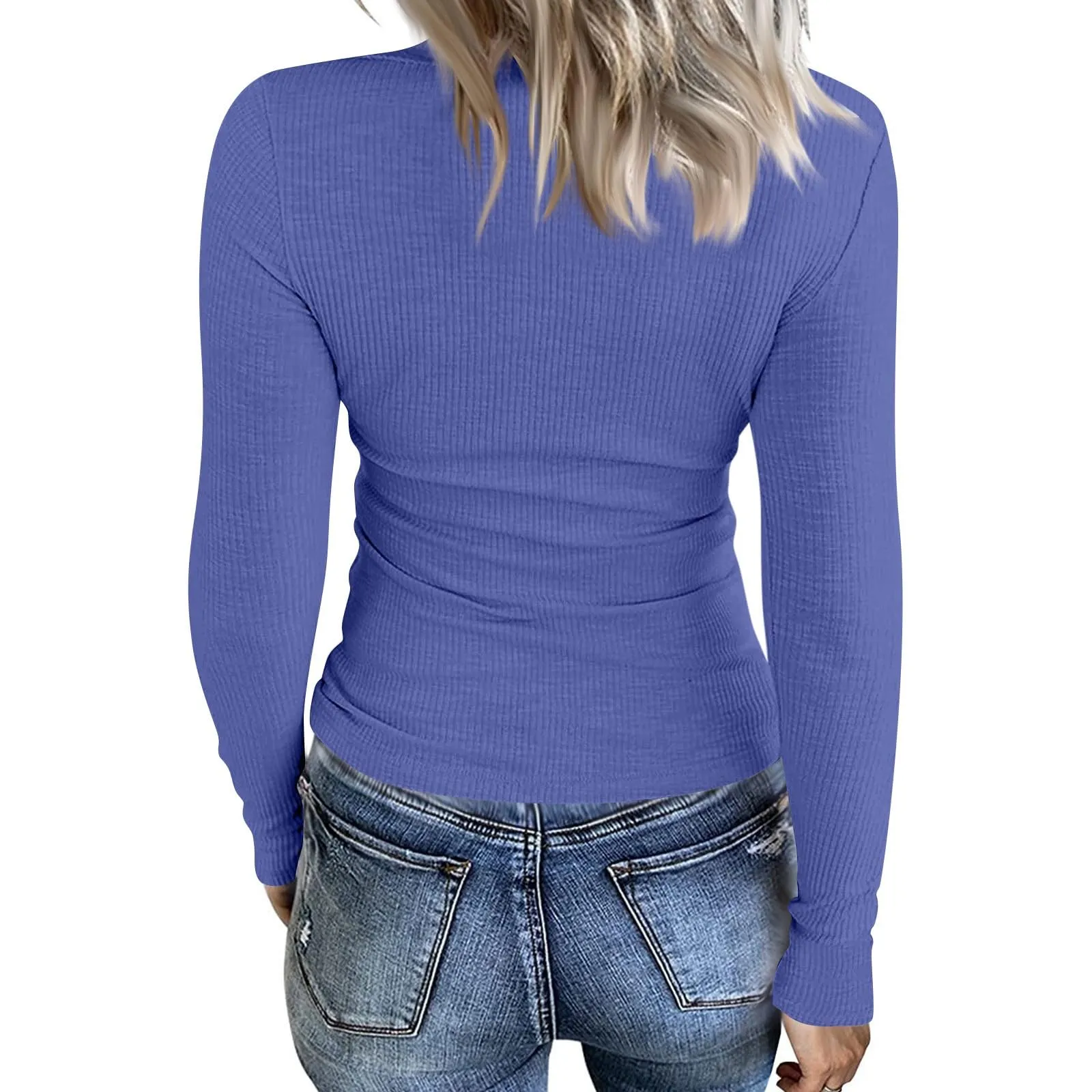 MOKBAY Maglia Maniche Lunghe Donna Invernale Tinta Unita Slim Fit, Arancione, 3XL - immagine 2
