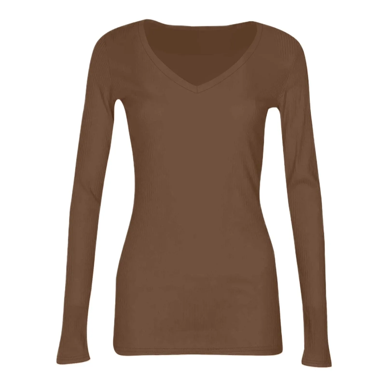 MOKBAY Maglia Donna Slim Fit Maniche Lunghe Crop Top Tinta Unita L - immagine 7