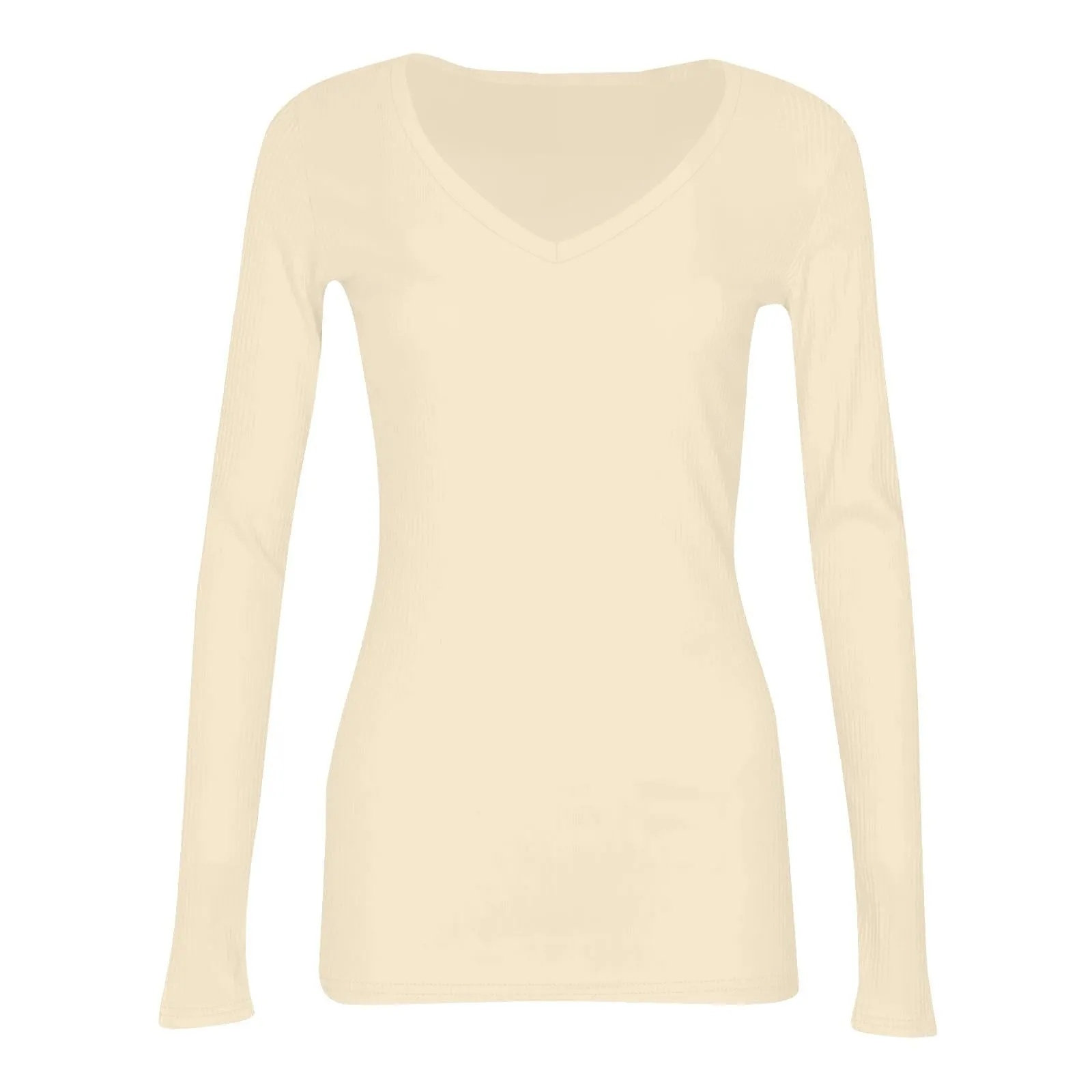 MOKBAY Maglia Donna Maniche Lunghe Tinta Unita Slim Fit Cotone - Nera, XXL - immagine 6