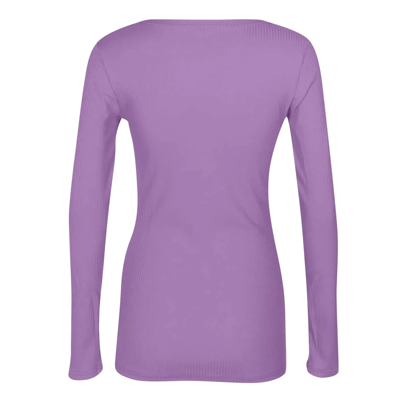 MOKBAY Maglia Donna Curvy Manica Lunga Slim Fit Tinta Unita Bianco S - immagine 7