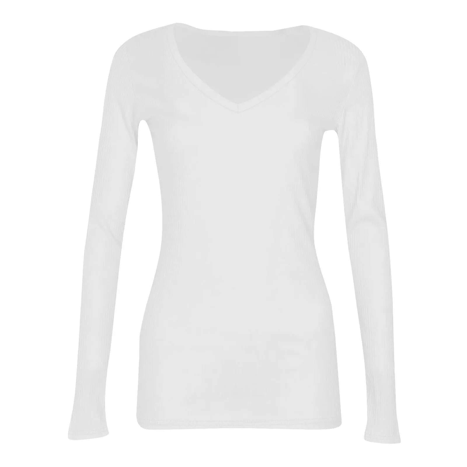 MOKBAY Maglia in Cotone Manica Lunga Donna Tinta Unita Slim Fit Rossa S - immagine 6