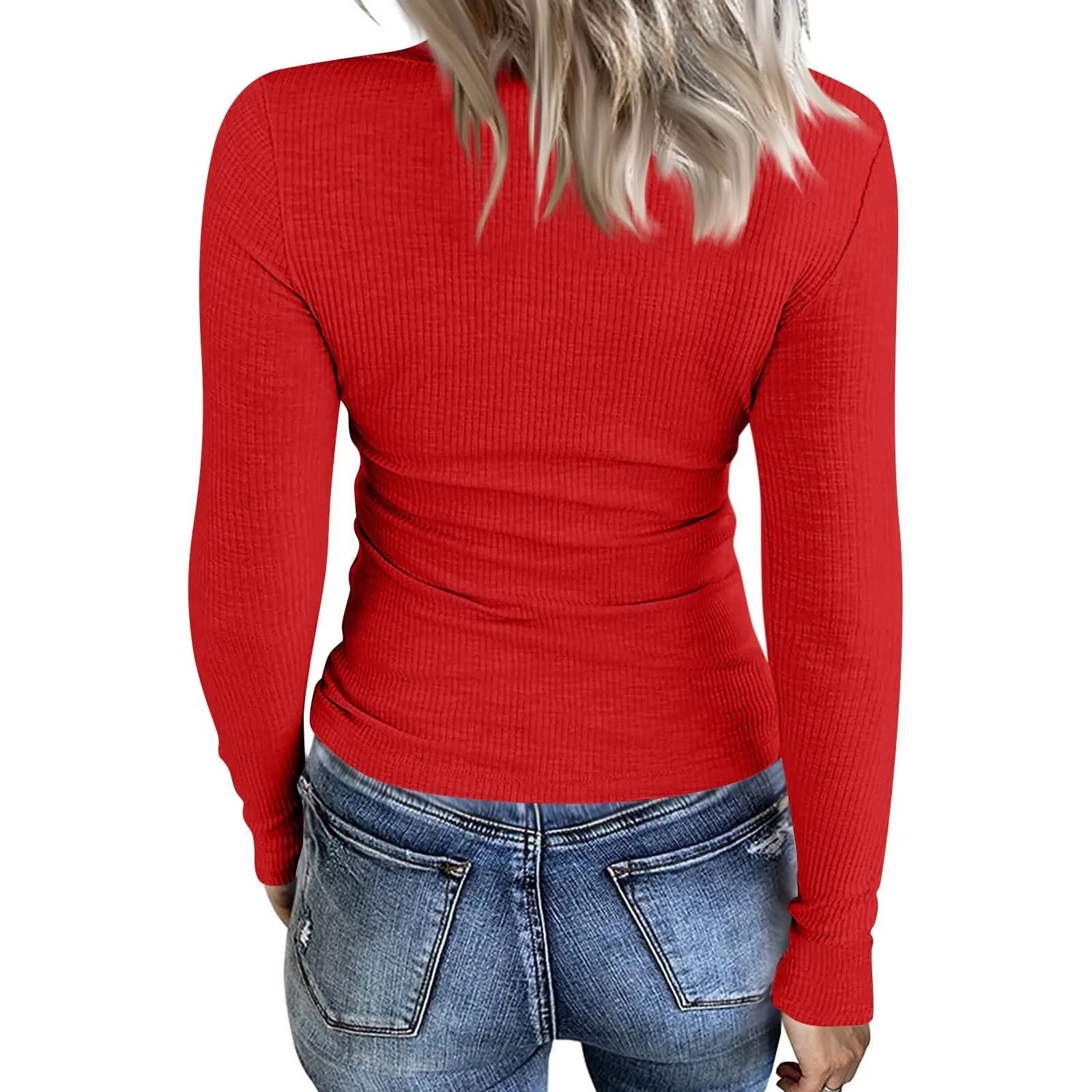 MOKBAY Magliette Donna Manica Lunga Slim Fit Tinta Unita Taglia L - immagine 2