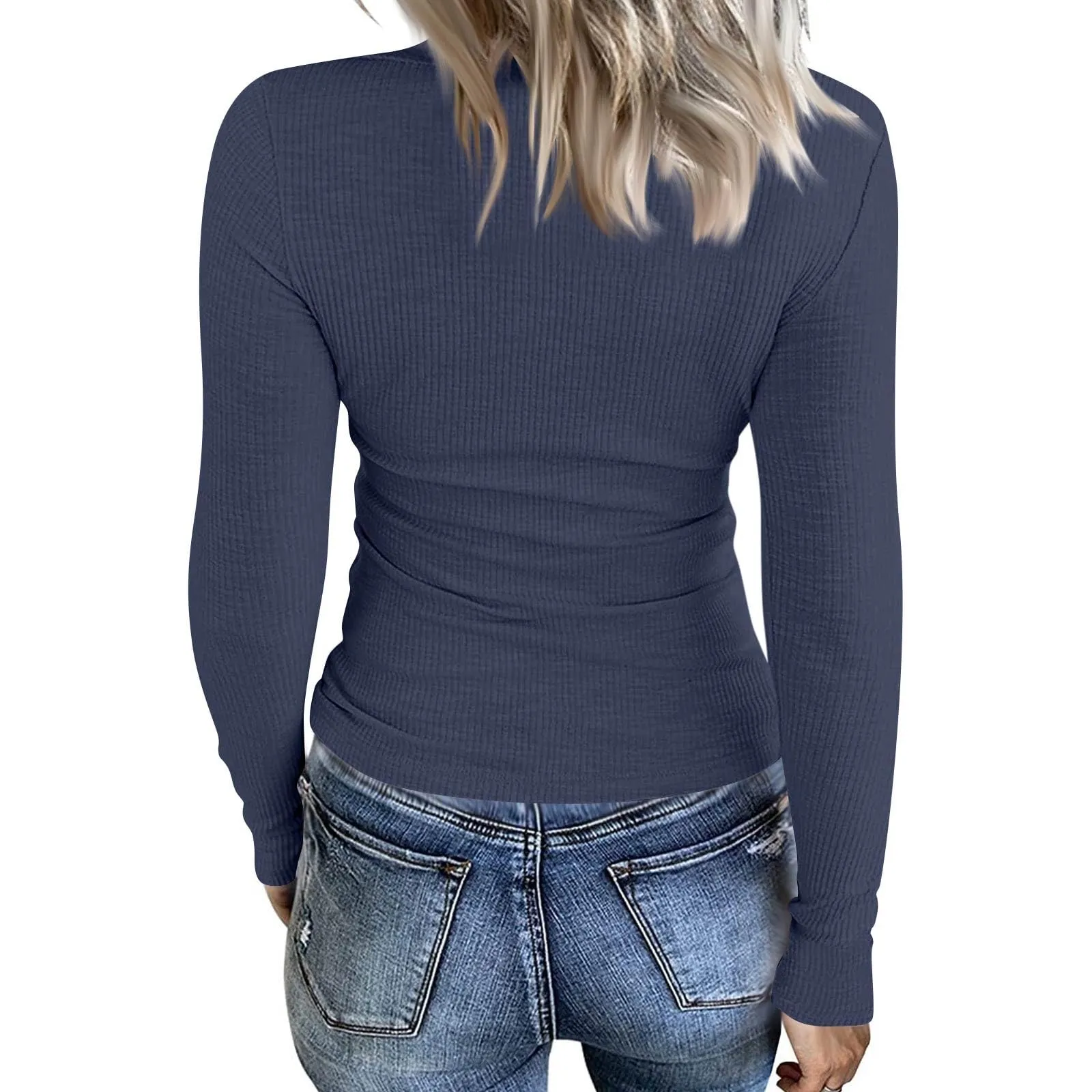 MOKBAY Crop Top Maniche Lunghe Slim Fit Tinta Unita Nera Donna S - immagine 2