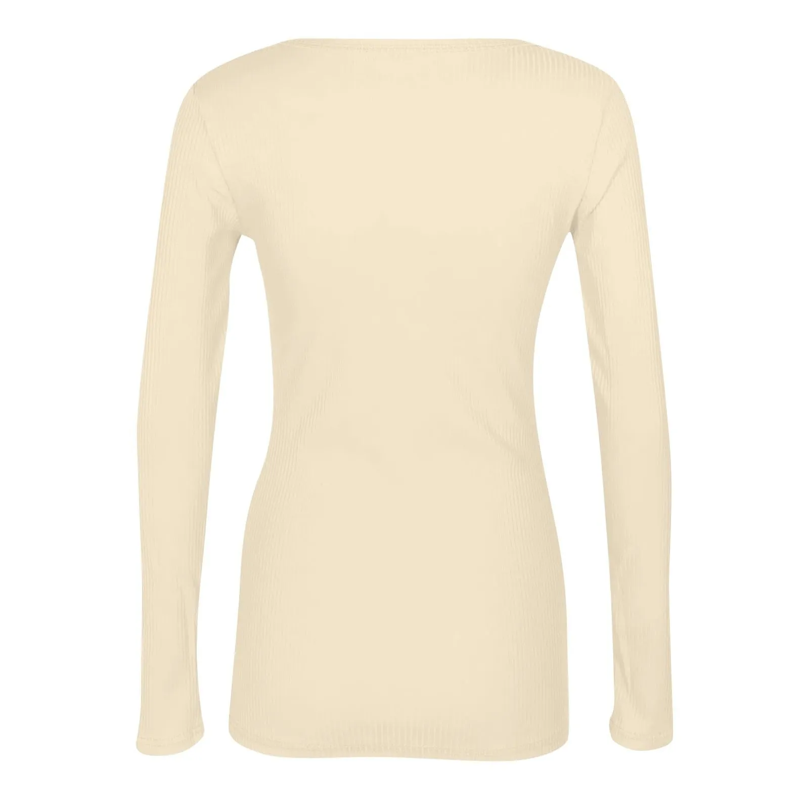 MOKBAY Maglietta Maniche Lunghe Donna Slim Fit Tinta Unita Cotone Arancione XL - immagine 7