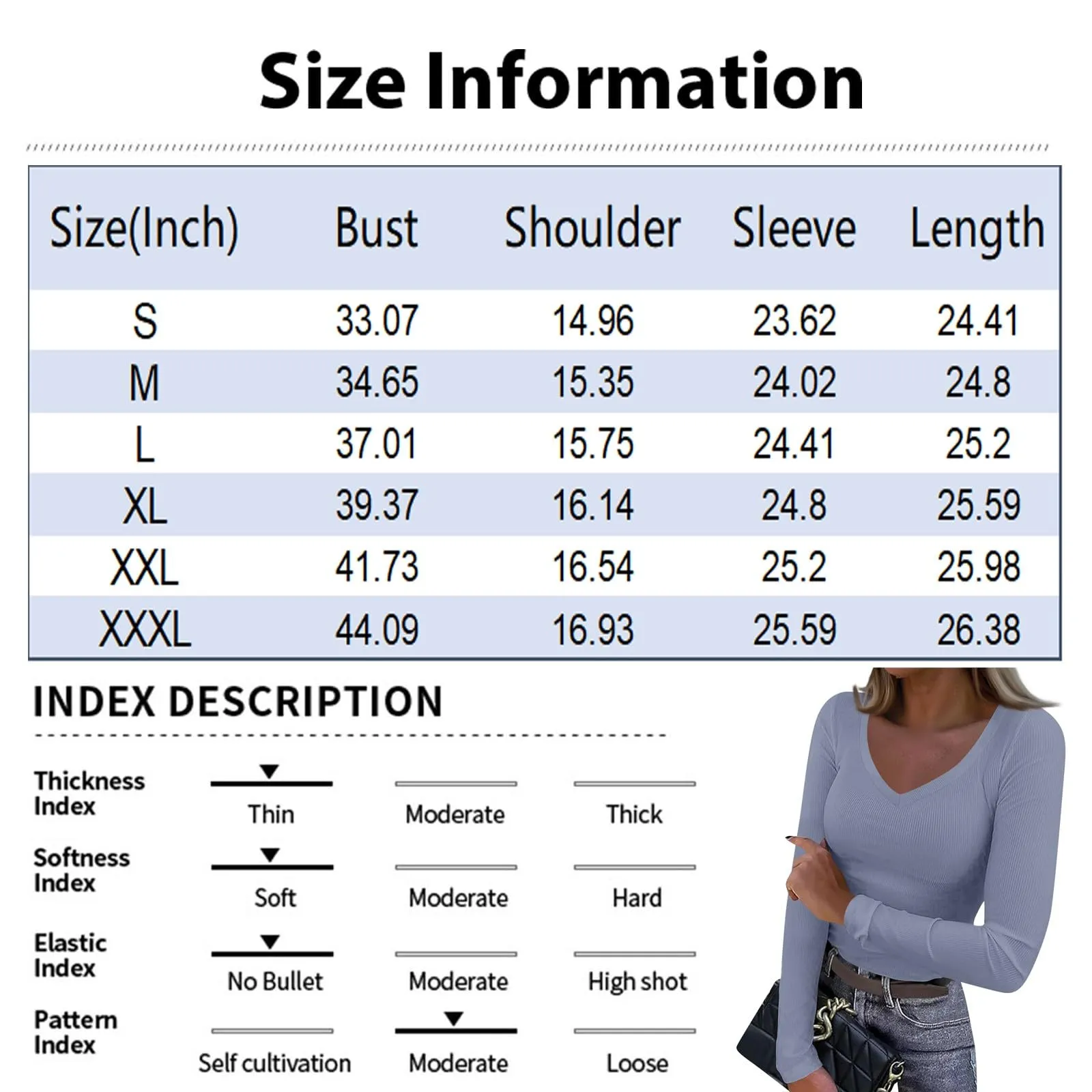 MOKBAY Maglia Donna Manica Lunga Tinta Unita Slim Fit 3XL - immagine 5