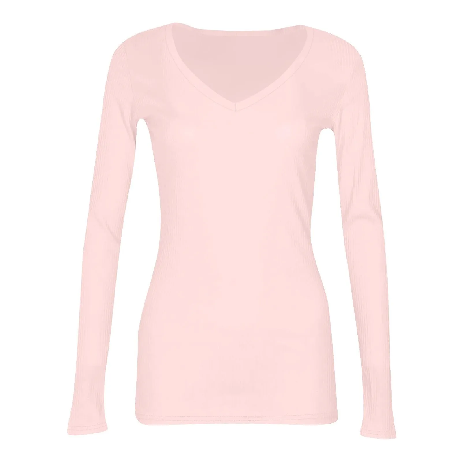 MOKBAY Maglietta in Cotone Donna Manica Lunga Slim Fit Tinta Unita, L - immagine 6