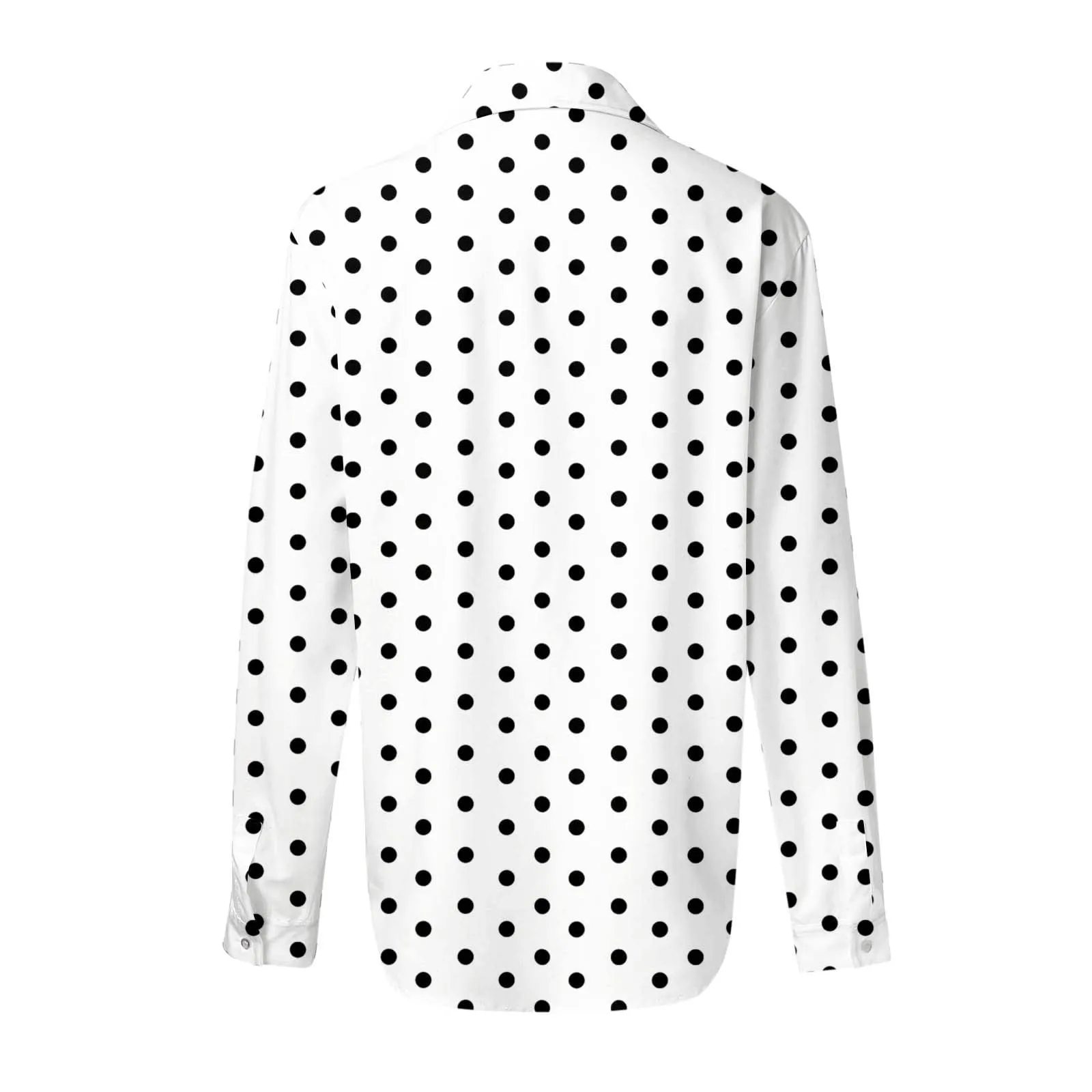 Generisch Maglia Donna a Pois Scollo a V Maniche 3/4 con Bottoni, Bianco, M - immagine 4