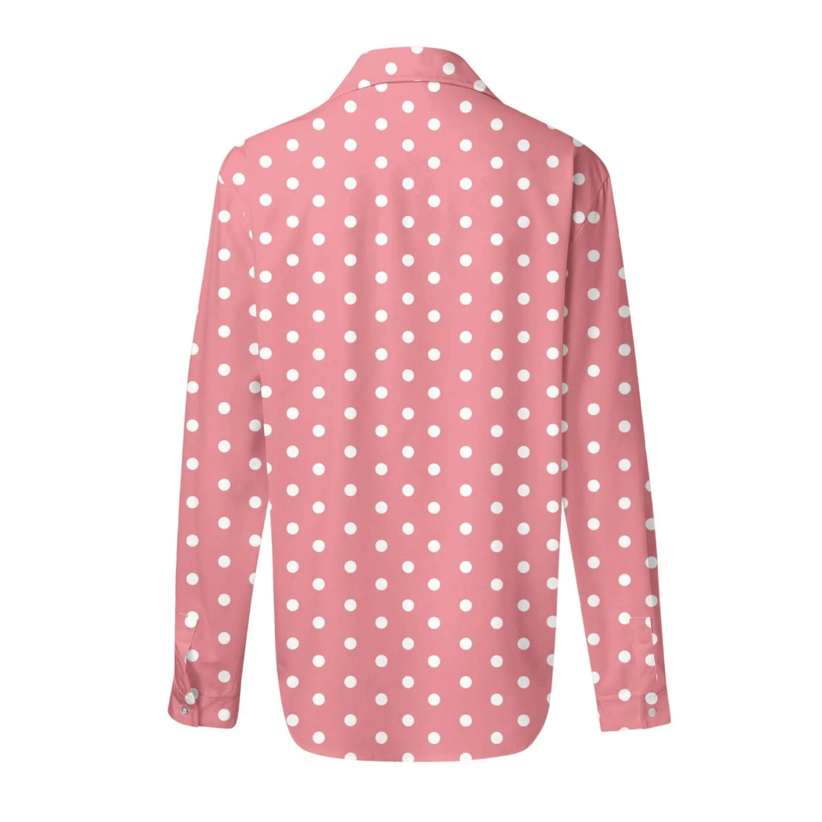 Generisch Maglia Donna a Pois Scollo a V Maniche 3/4 con Bottoni, Rosa, XXL - immagine 5