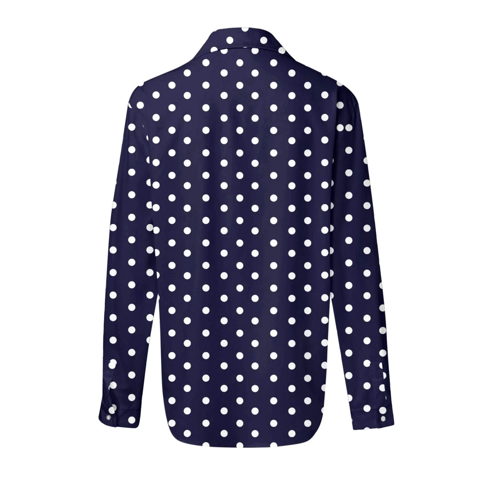 Generisch Maglia Donna a Pois Scollo a V Maniche 3/4 Blu Mare, L - immagine 5