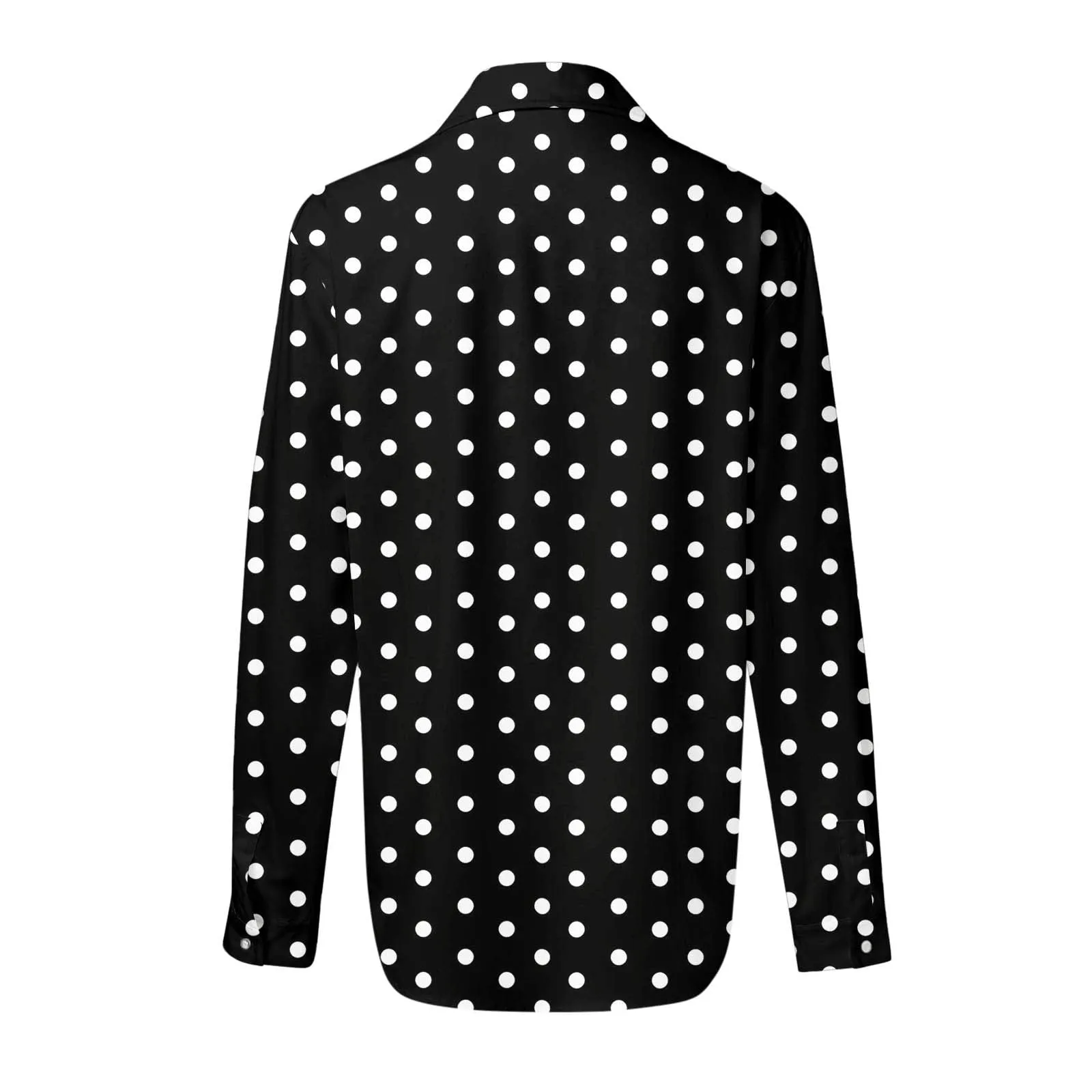 Generisch Maglia Donna a Pois Scollo a V Maniche 3/4 con Bottoni, Nero, M - immagine 5