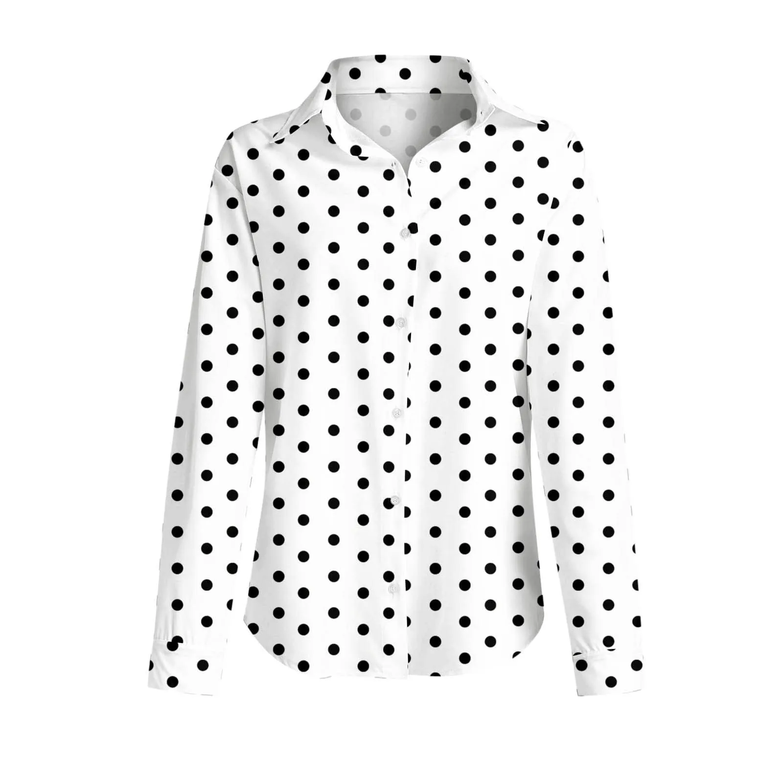 Generisch Maglia da donna a pois con scollo a V e maniche 3/4, Bianco, XXL - immagine 5