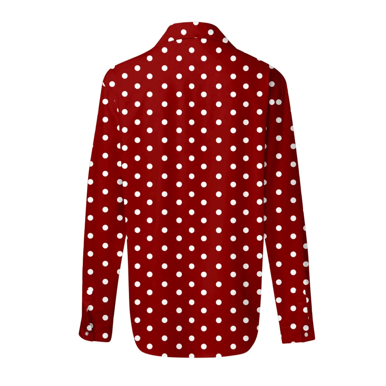 Generisch Maglia da donna a pois scollo a V vintage maniche 3/4 con bottoni, Rosso, L - immagine 4