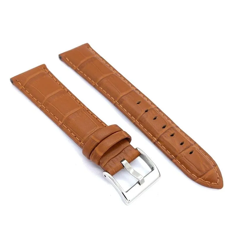 Diloy Cinturino Orologio in Pelle Stampa Alligatore 368 Marrone Chiaro 14mm - immagine 2