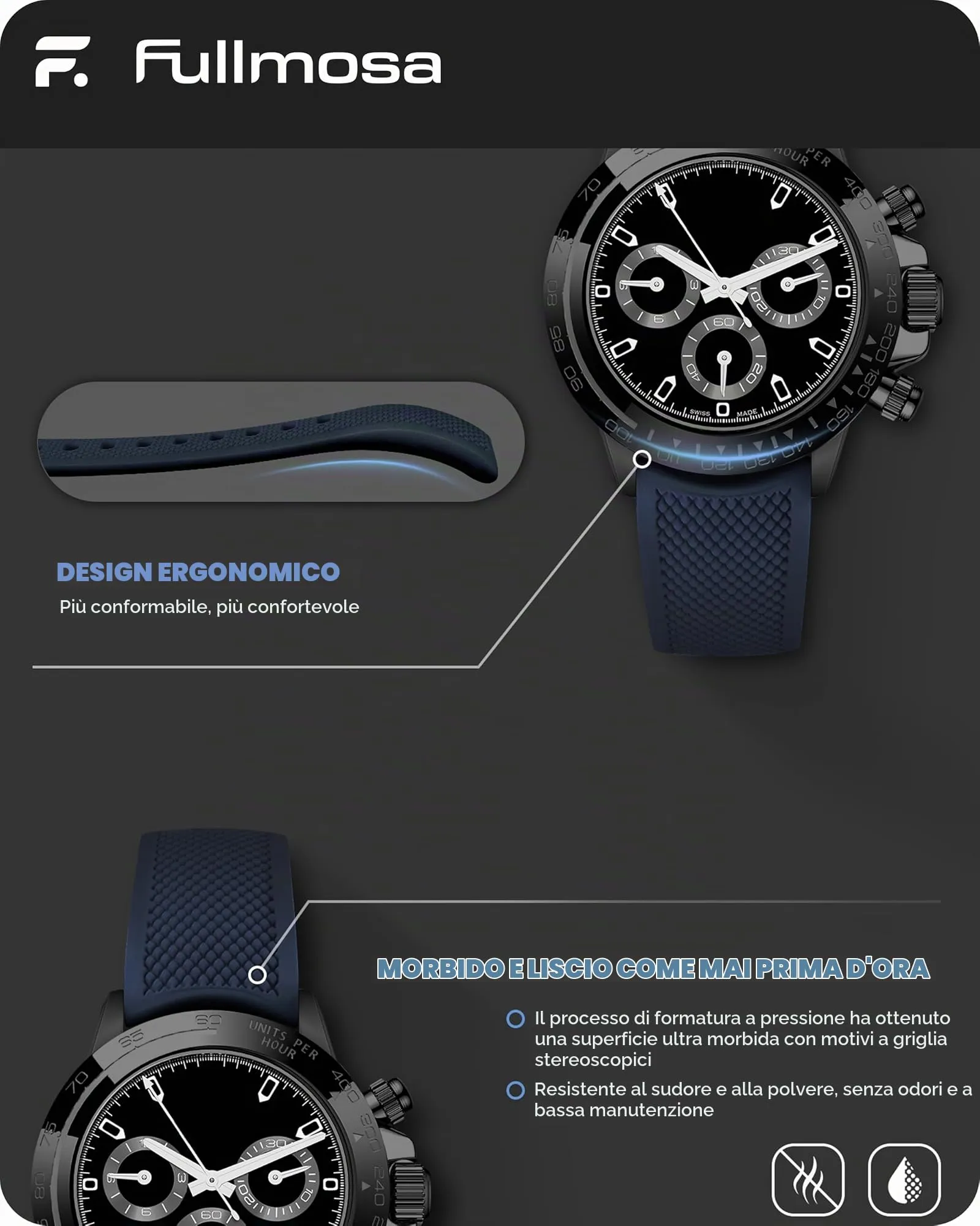 Fullmosa Cinturino in Silicone 20mm con Sgancio Rapido - immagine 4