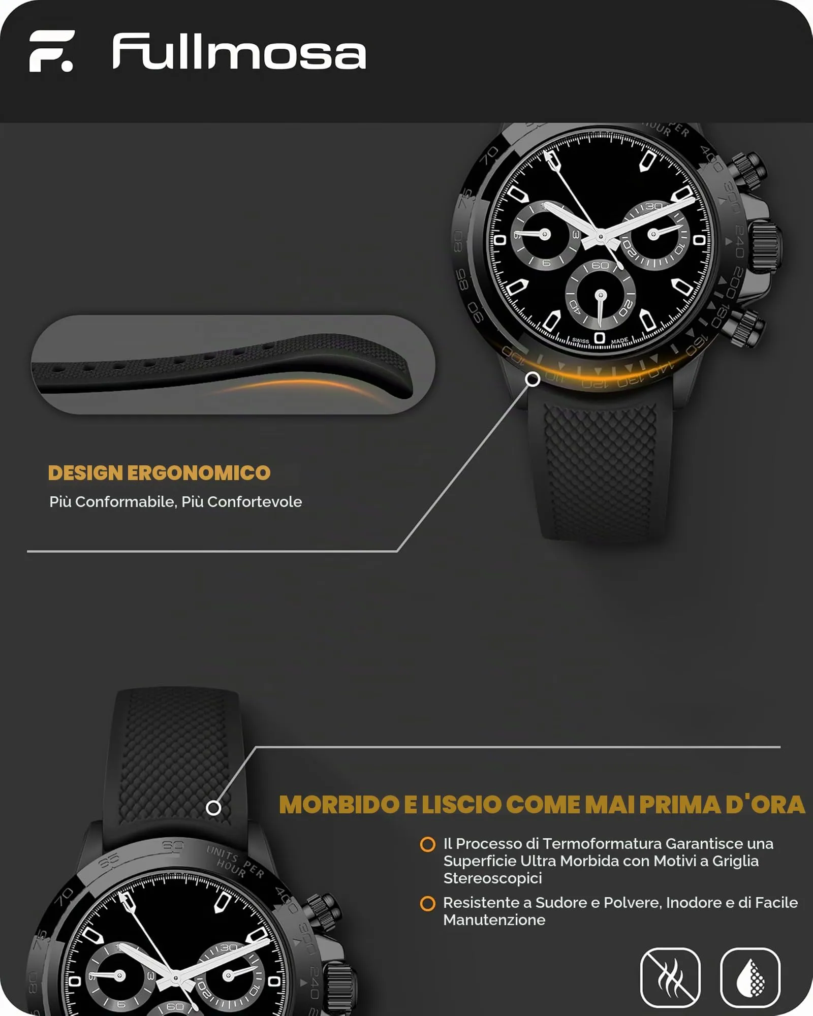 Fullmosa Cinturino in Silicone 24mm a Sgancio Rapido - immagine 4
