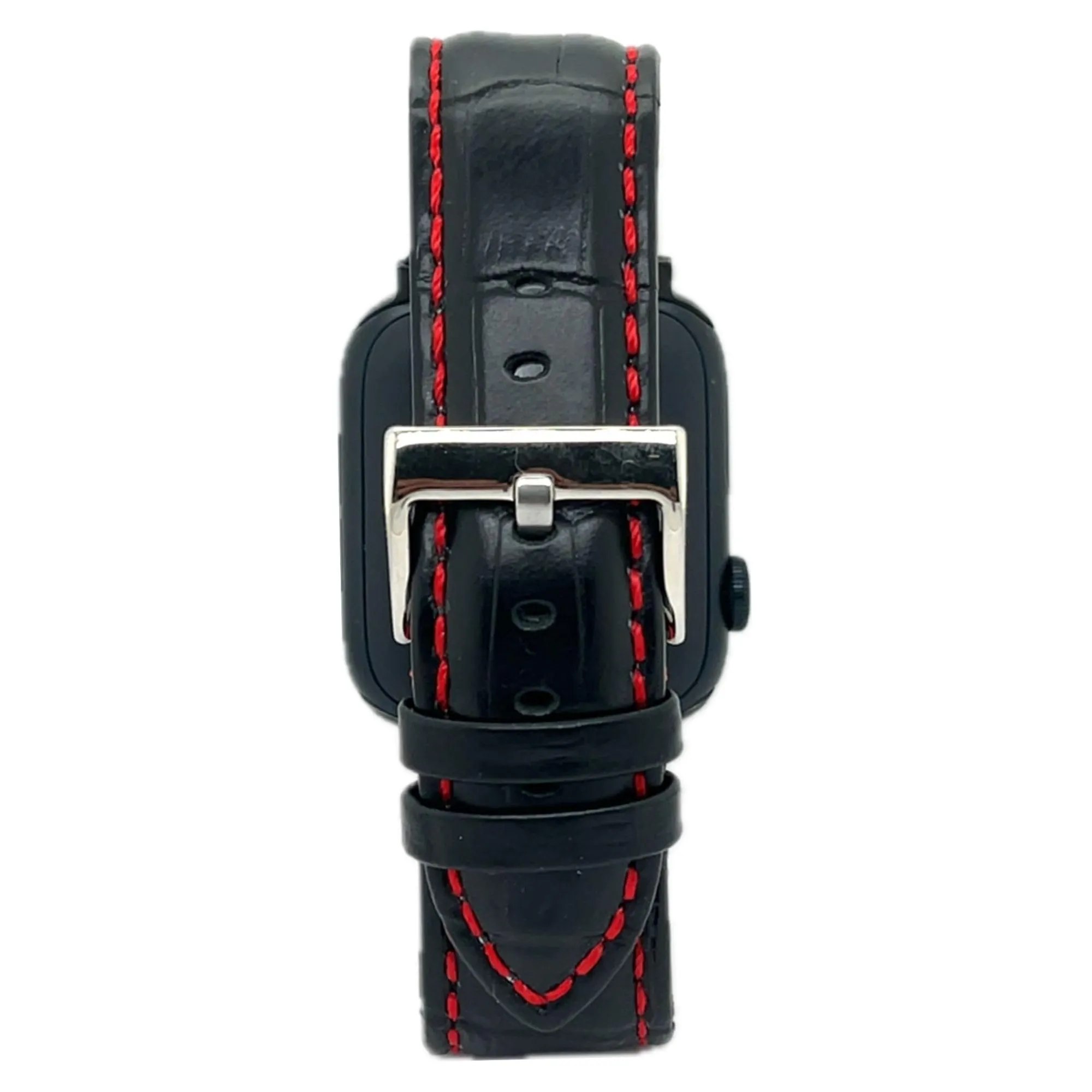 diloy Cinturino orologio pelle stampa alligatore 368 Nero e Rosso 20mm - immagine 3