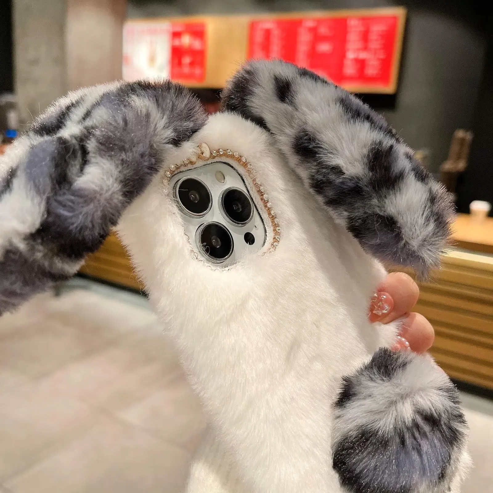 Tivenfezk Bunny Faux Fur Case for Xiaomi Redmi Note 11S - immagine 2