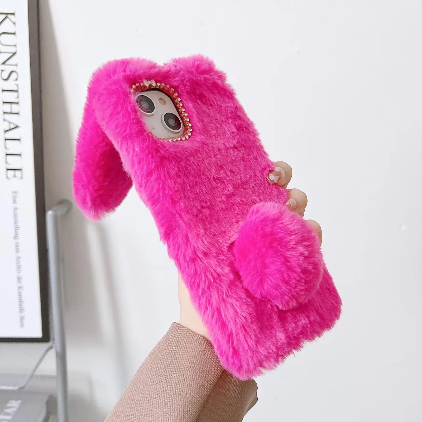 Tivenfezk Nadoli Bunny Custodia per Xiaomi Redmi 10A, Faux Fur Cover Morbida a Orecchie di Coniglio - immagine 4