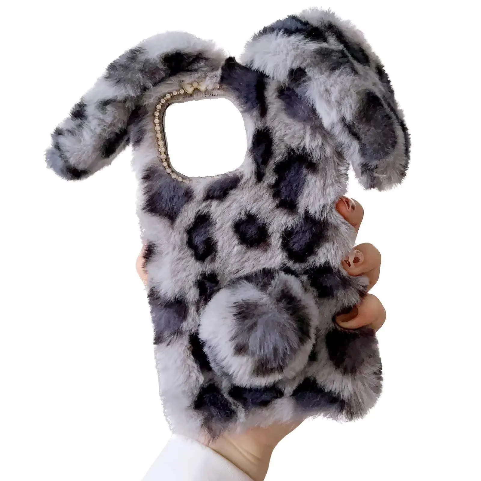 Tivenfezk Nadoli Bunny Case for Xiaomi Poco X5 Pro 5G, Faux Fur Soft Cover - immagine 1