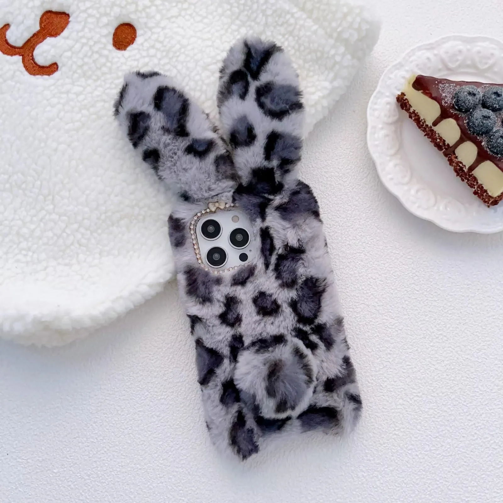 Tivenfezk Nadoli Bunny Case for Xiaomi Redmi 10A, Faux Fur Rabbit Ear Cover - immagine 2