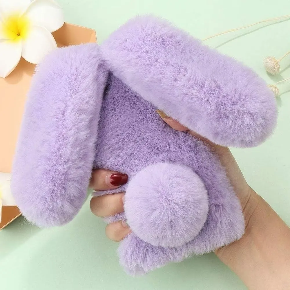 Tivenfezk Bunny Faux Fur Case for Xiaomi Redmi Note 10S, Purple - immagine 3