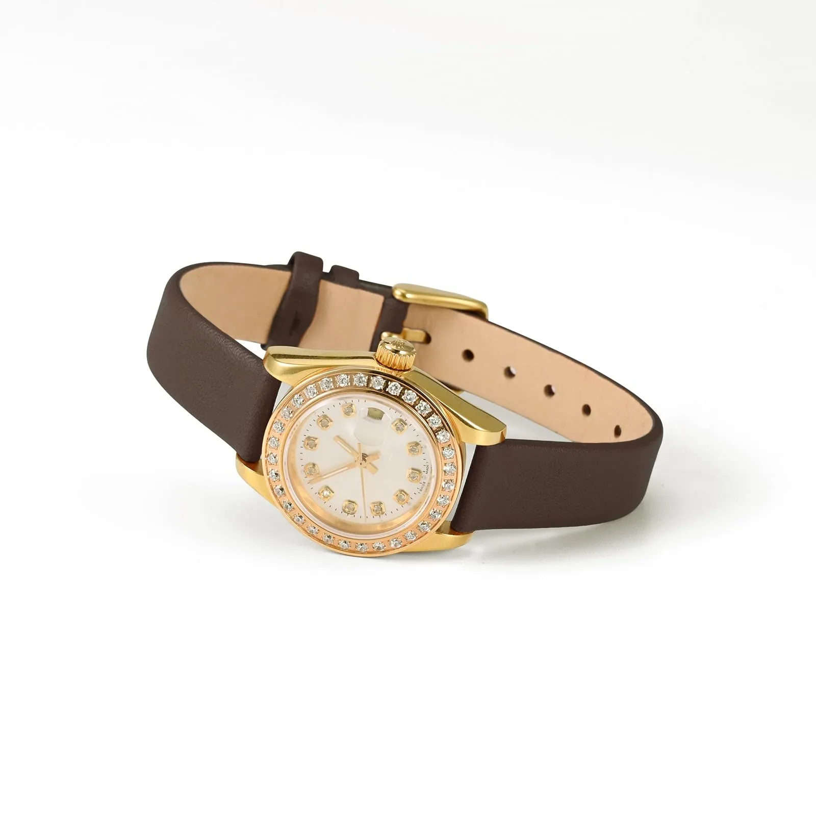 WOCCI Cinturino per Orologio in Pelle 18mm Marrone Scuro con Fibbia Oro - immagine 2