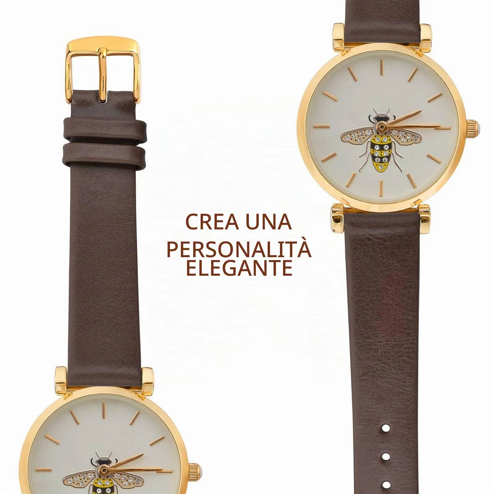 WOCCI Cinturino per Orologio in Pelle 18mm Marrone Scuro con Fibbia Oro - immagine 8