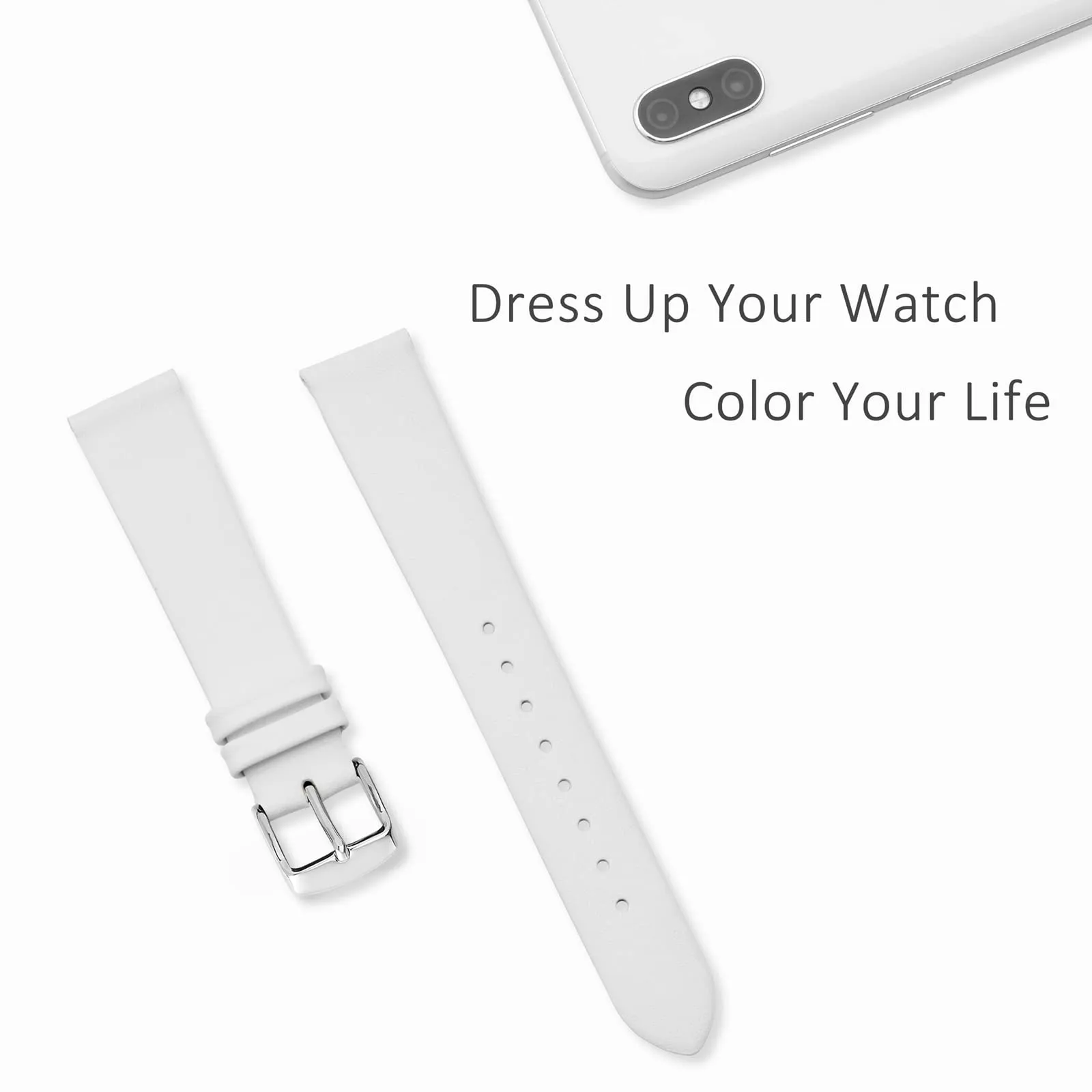 WOCCI Cinturino per Orologio in Pelle 13mm Bianco con Fibbia Argento - immagine 7