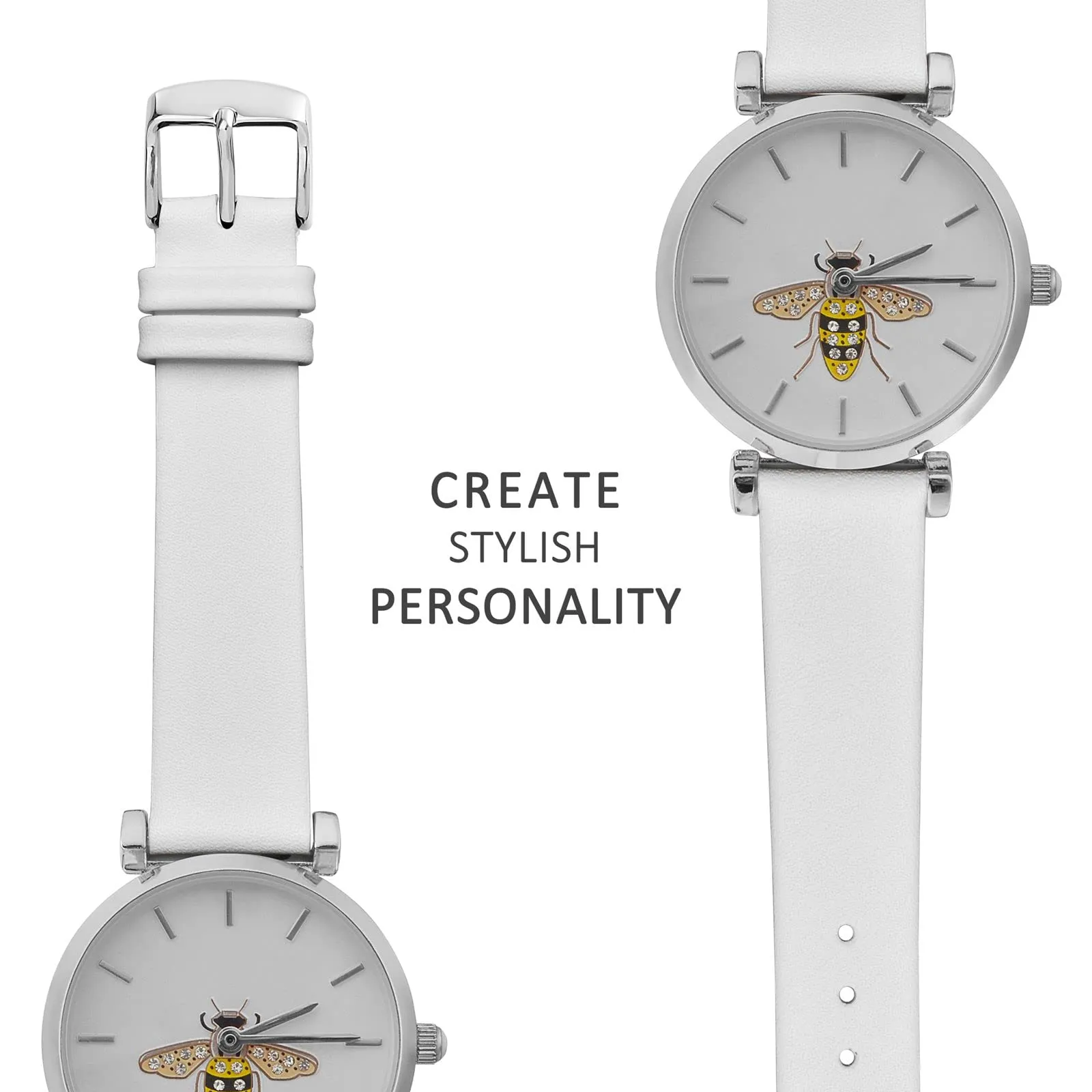 WOCCI Cinturino per Orologio in Pelle 13mm Bianco con Fibbia Argento - immagine 8