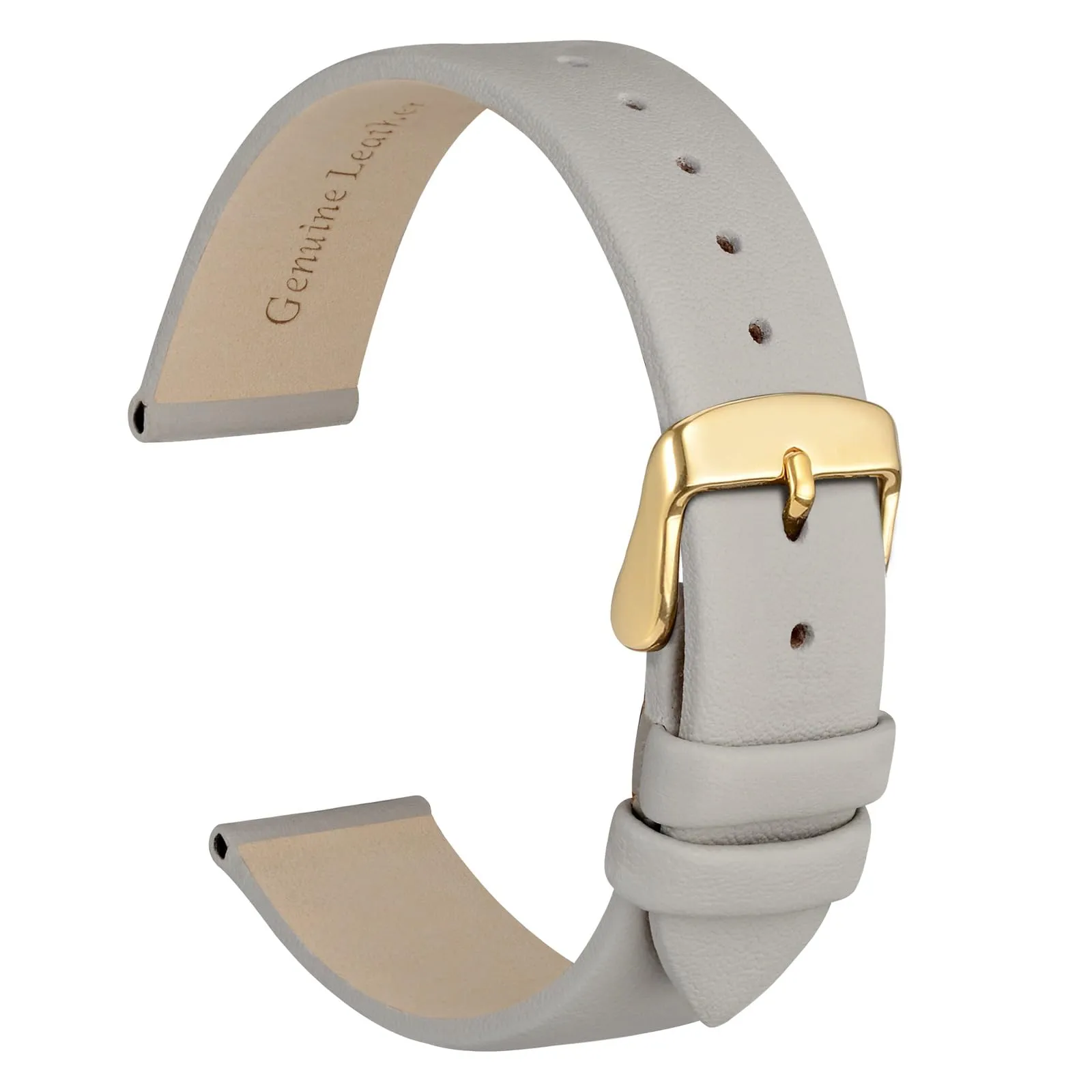 WOCCI Cinturino per Orologio in Pelle 13mm con Fibbia Oro - Grigio - immagine 1