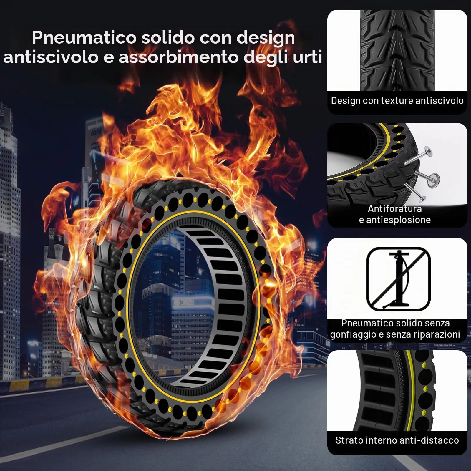 BANGTING Pneumatici Piene per Monopattino Elettrico 10x2.50-6.5 / 60/70-6.5 per Segway Ninebot Max G2, G30, G30D, G30E, G30LP, G30D II, G30 Max (Giallo, 2 Pezzi) - immagine 6