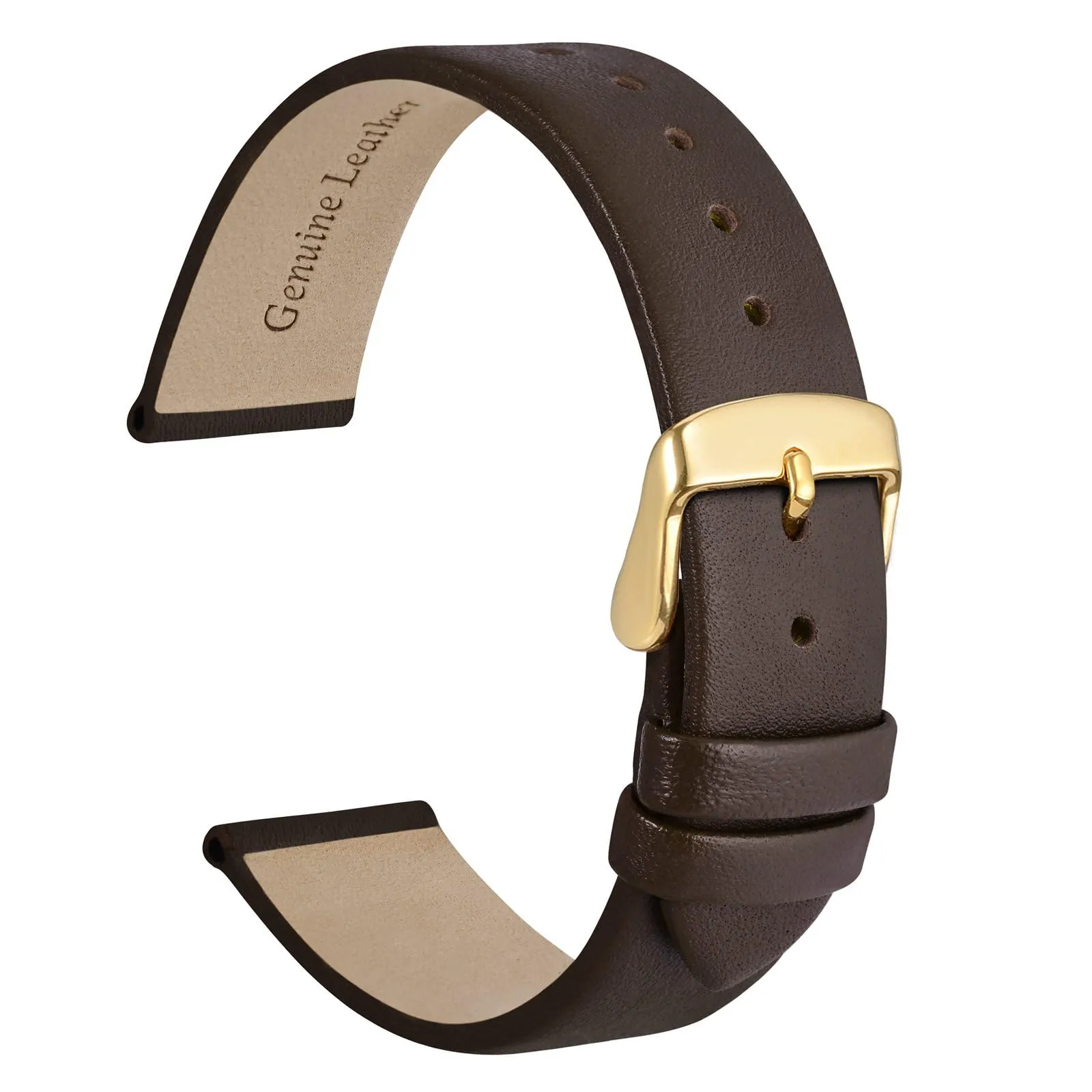 WOCCI Cinturino per Orologio in Pelle 22mm con Fibbia Oro - Marrone Scuro - immagine 1