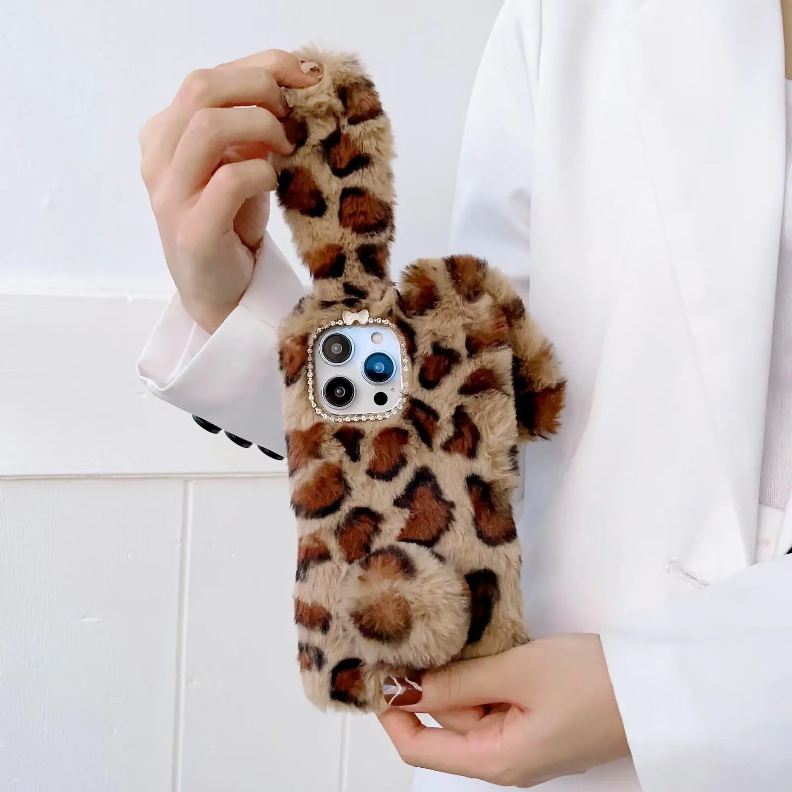 Tivenfezk Nadoli Bunny Case for Xiaomi Redmi 13C 4G, Faux Fur Soft Cute Rabbit Ear Cover - immagine 5