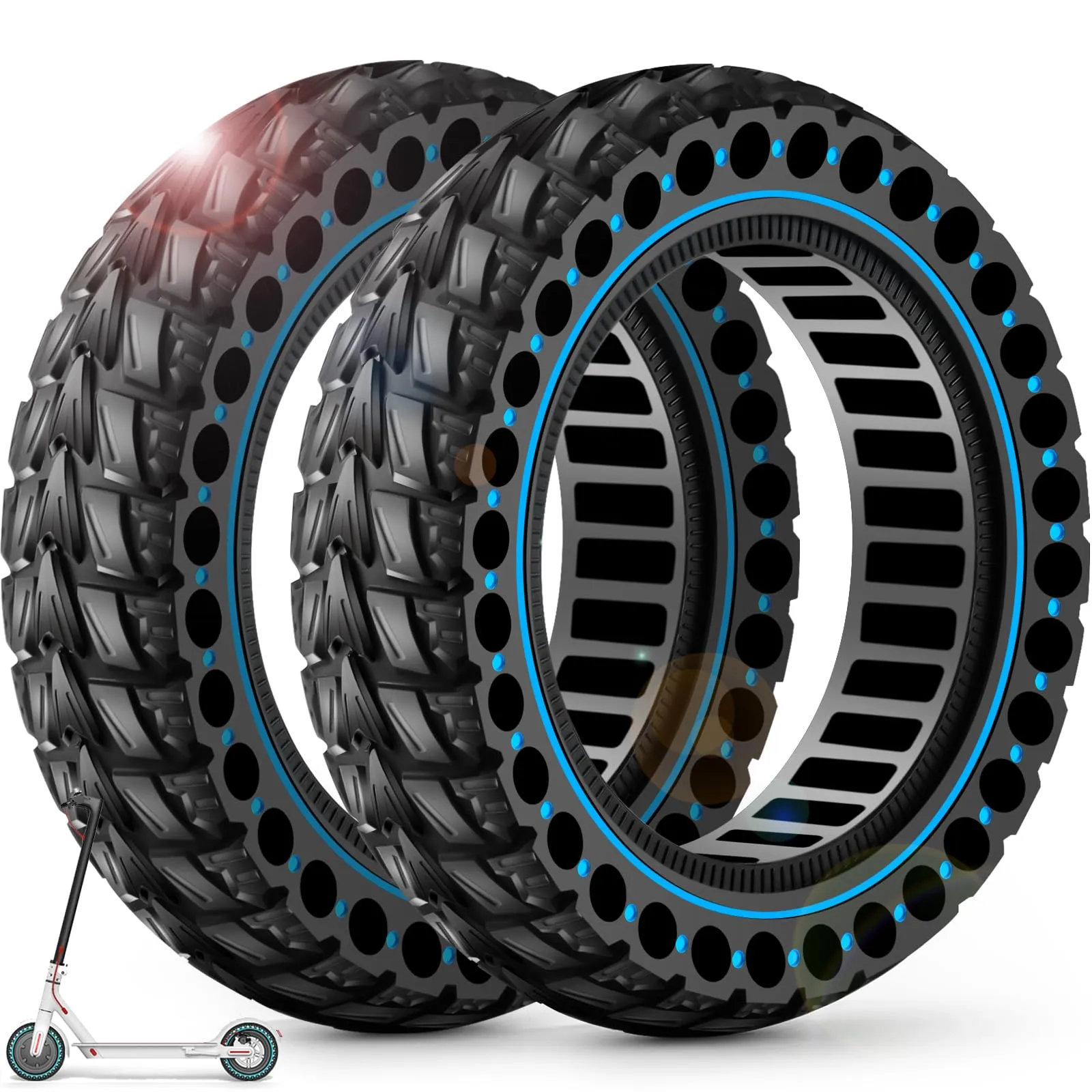 BANGTING Pneumatici Piene per Monopattino Elettrico 10x2.50-6.5 (60/70-6.5), per Segway Ninebot Max G2, G30, G30D, G30E, G30LP, G30D II, G30 Max, Blu (2 Pezzi) - immagine 1