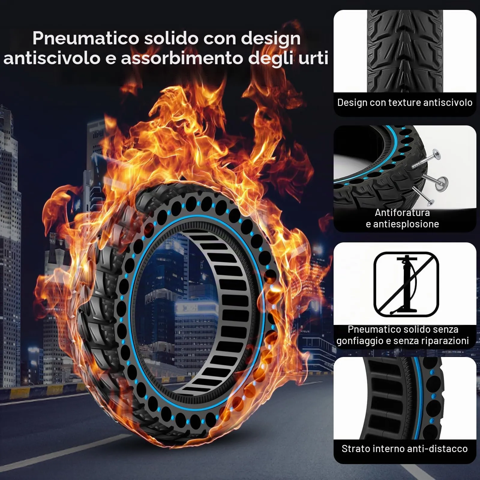 BANGTING Pneumatici Piene per Monopattino Elettrico 10x2.50-6.5 (60/70-6.5), per Segway Ninebot Max G2, G30, G30D, G30E, G30LP, G30D II, G30 Max, Blu (2 Pezzi) - immagine 6