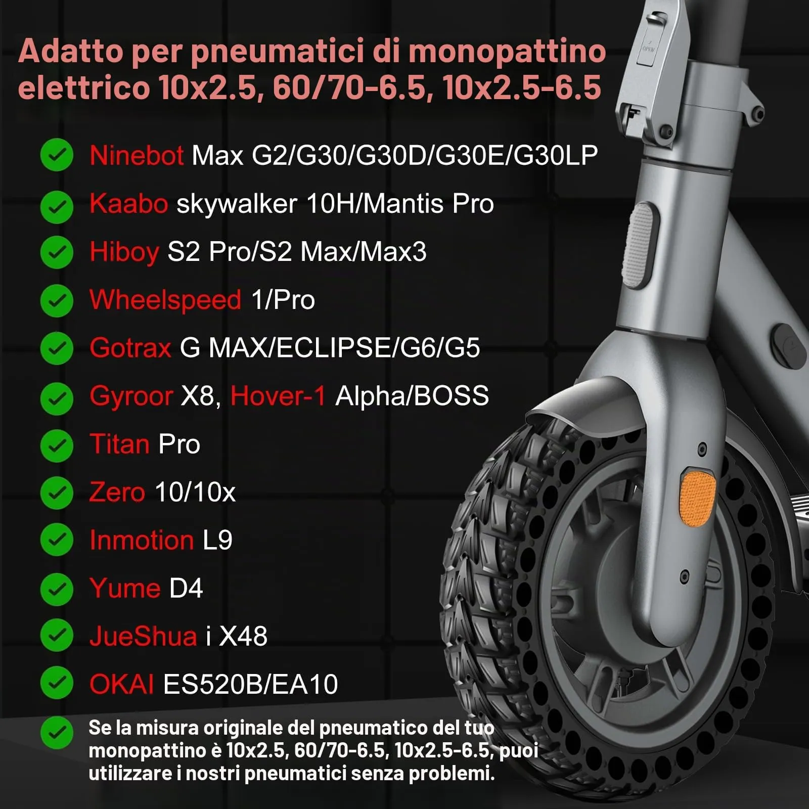 BANGTING Pneumatico Pieno per Monopattino Elettrico 10x2.50-6.5 (60/70-6.5) per Segway Ninebot Max G2/G30/G30D/G30E/G30LP, Nero - immagine 2