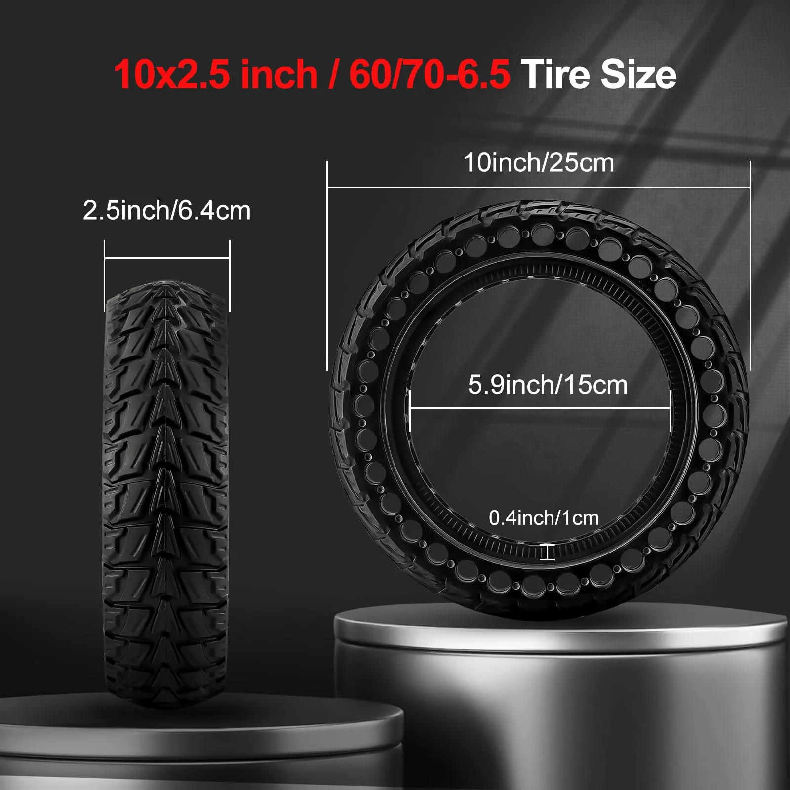 BANGTING Pneumatico Pieno per Monopattino Elettrico 10x2.50-6.5 (60/70-6.5) per Segway Ninebot Max G2/G30/G30D/G30E/G30LP, Nero - immagine 3