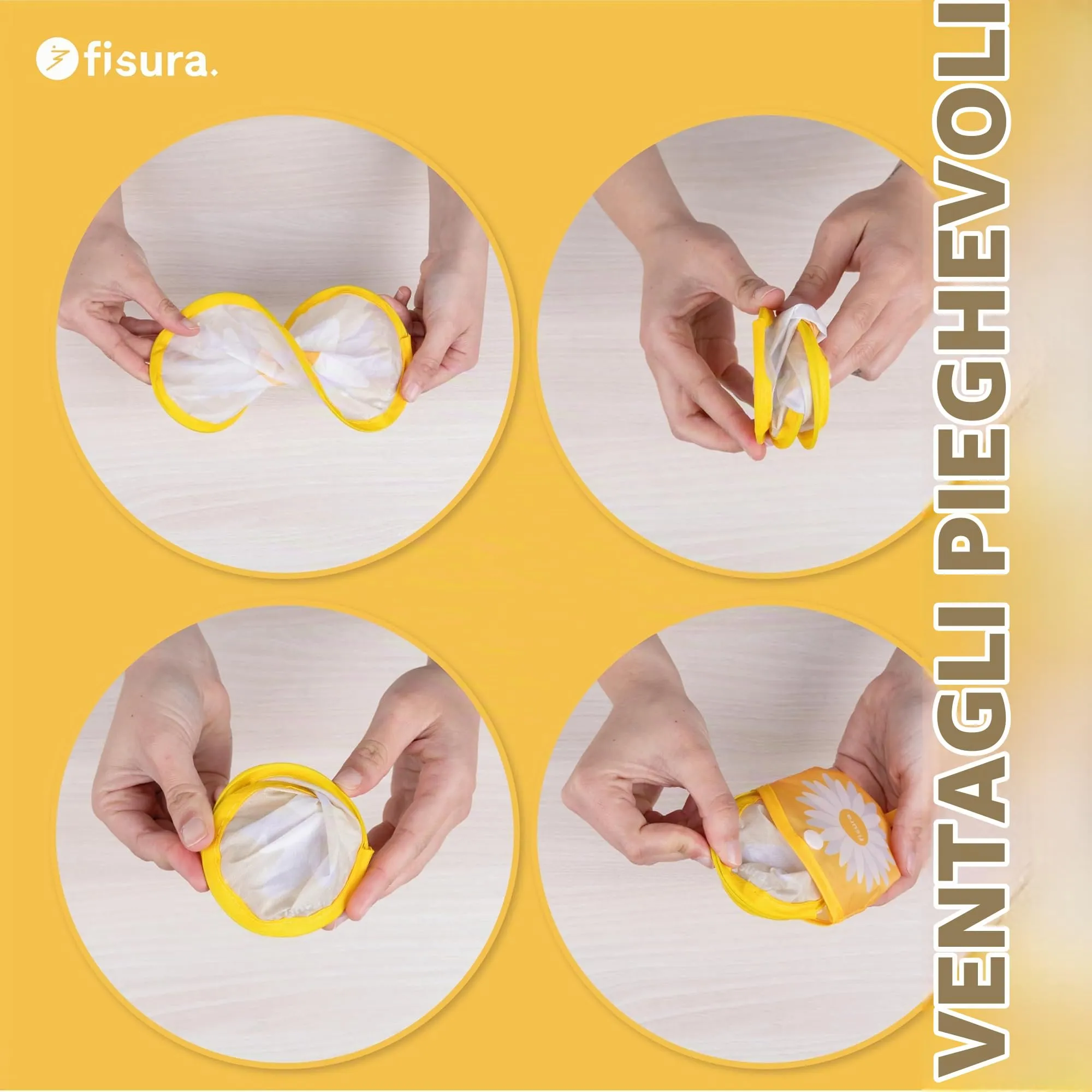 Fisura Ventaglio Rotondo Pieghevole 20 cm, Margarita - immagine 7