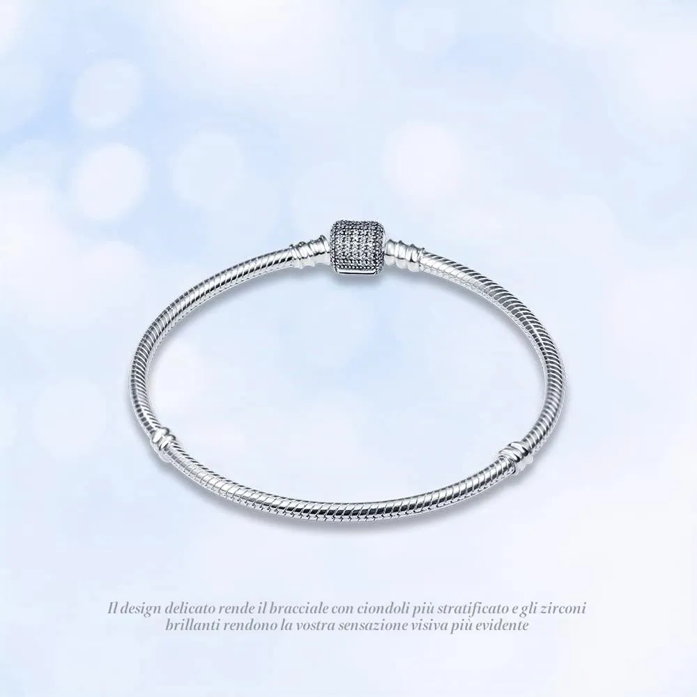 KUNSIR Bracciale Snake in Argento Sterling 925 per Ciondoli, Compatibile con Pandora, 20cm - immagine 2