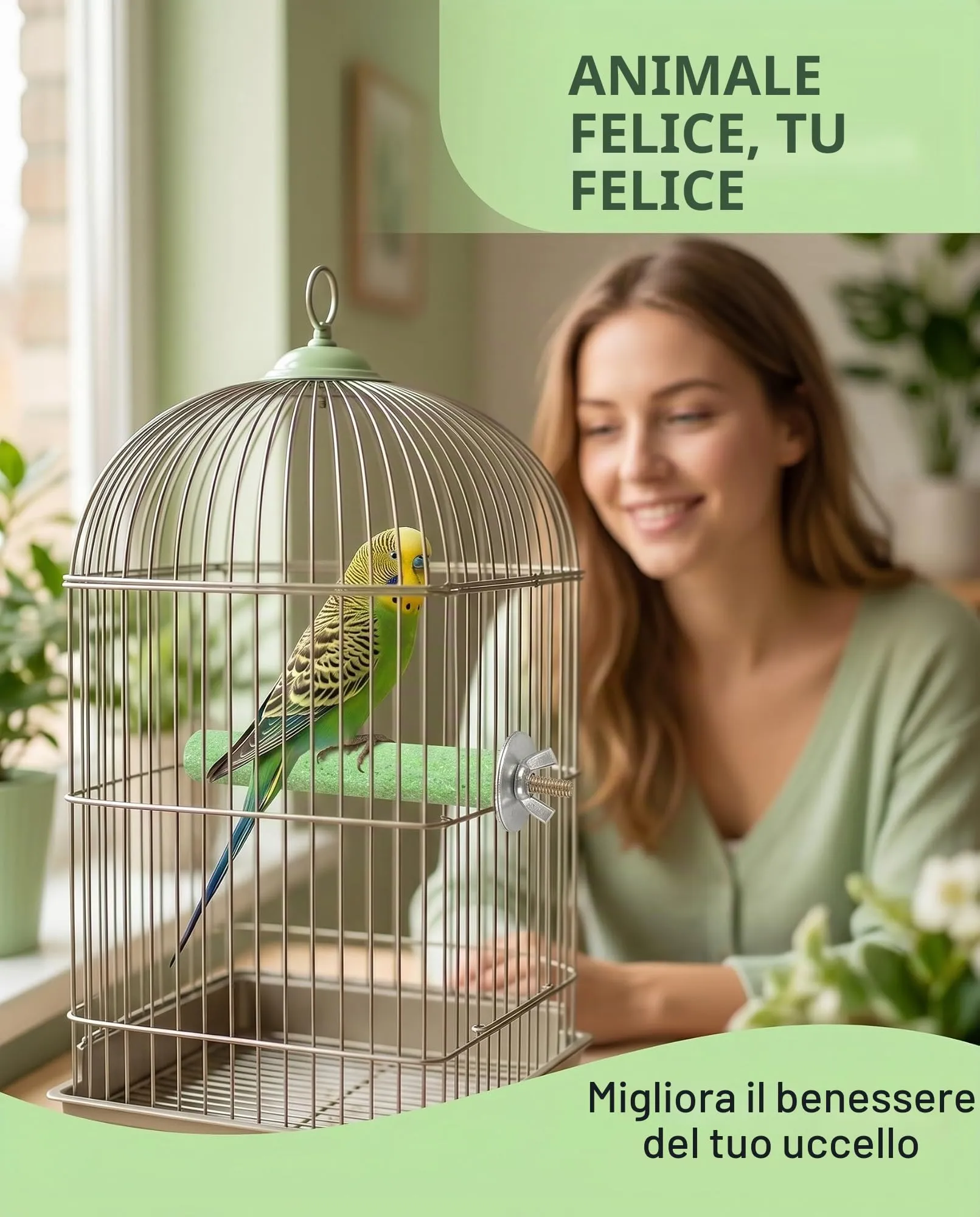 QEDBOJE Posatoio Limaunghie per Pappagalli, Set 2 Pezzi - immagine 3