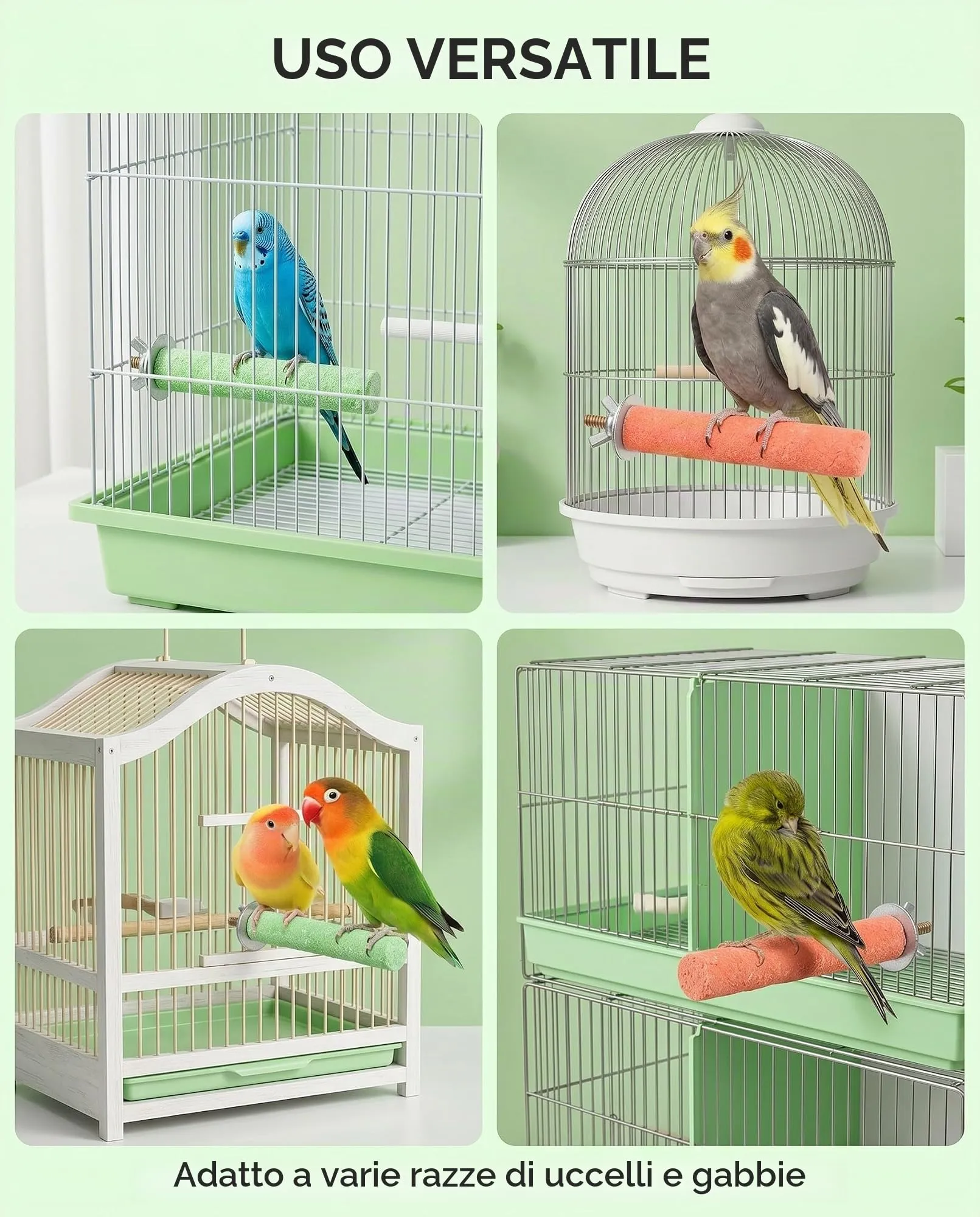 QEDBOJE Posatoio Limaunghie per Pappagalli, Set 2 Pezzi - immagine 5