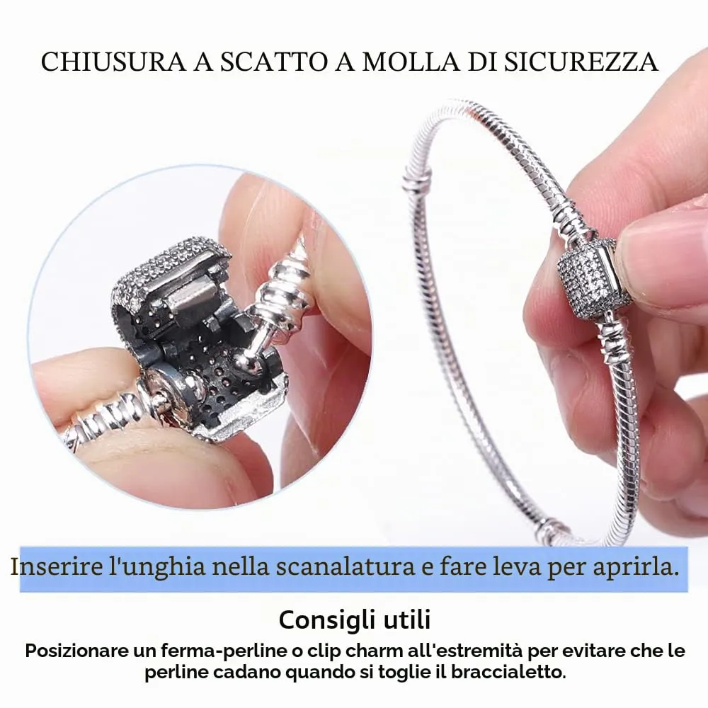 KUNSIR Moments Bracciale Snake in Argento Sterling 925 Compatibile con Pandora, 21cm - immagine 4